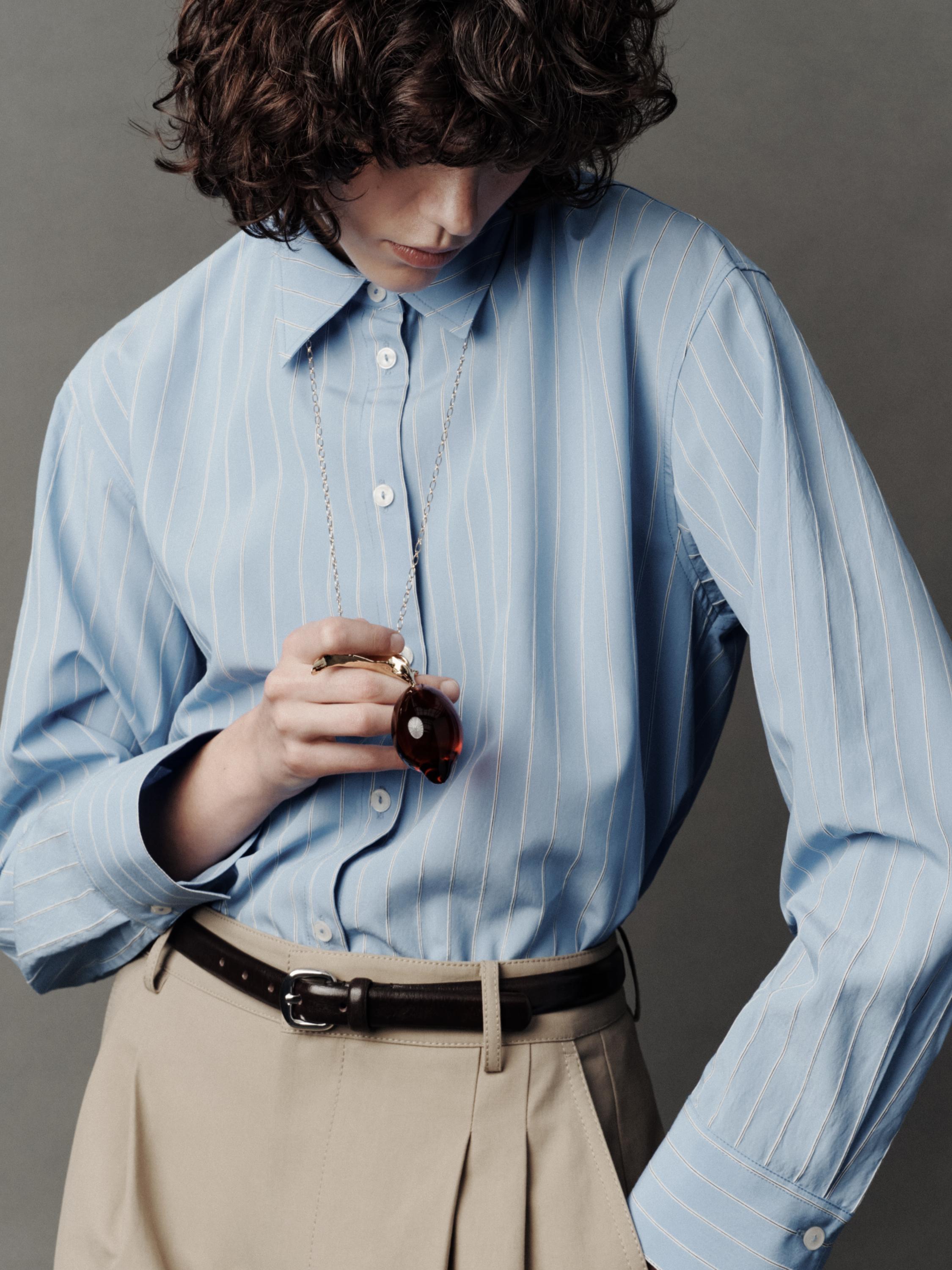 Striped loose-fitting shirt — BLUE