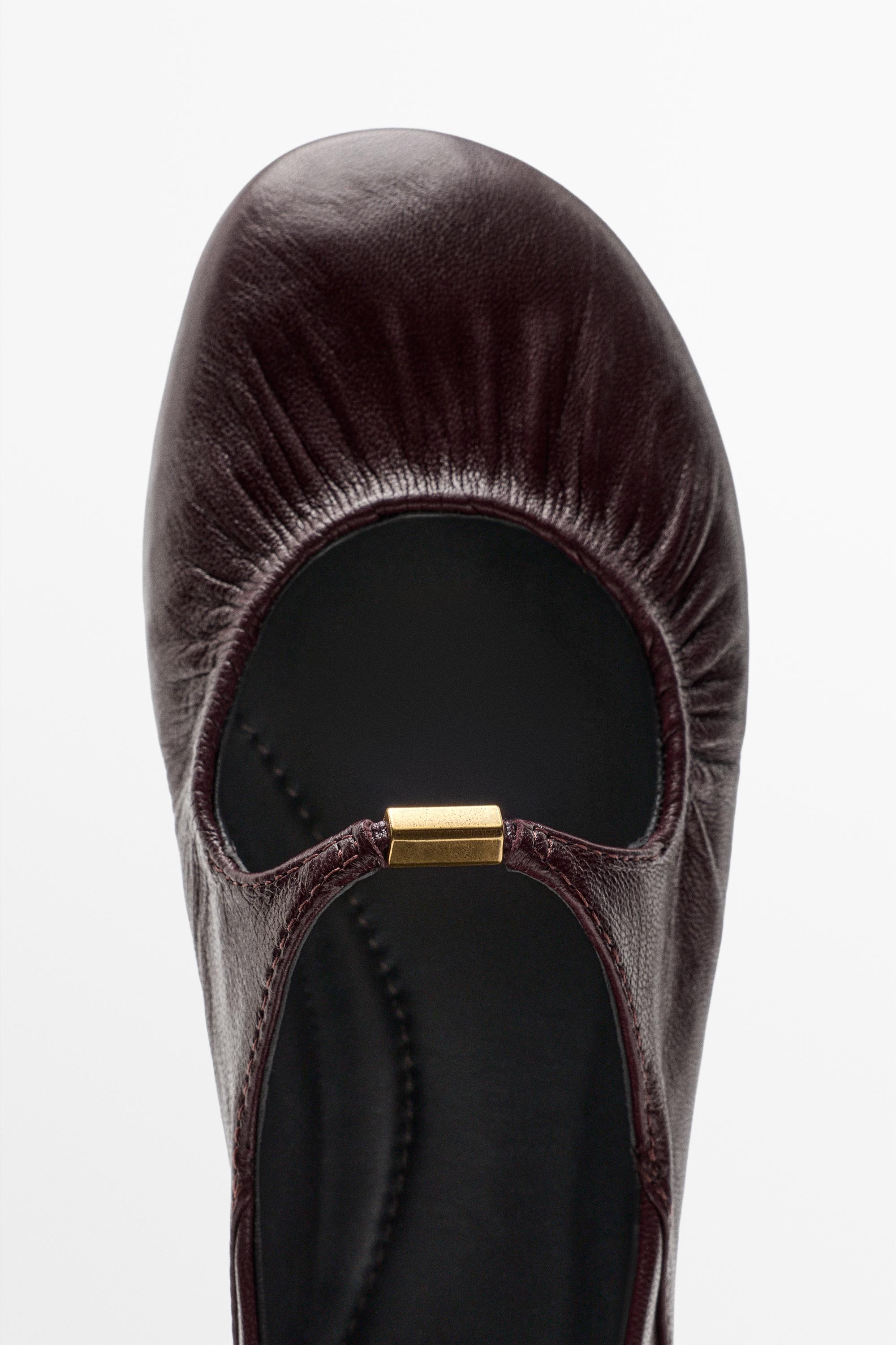 Soft leather ballet flat — BURGUNDY