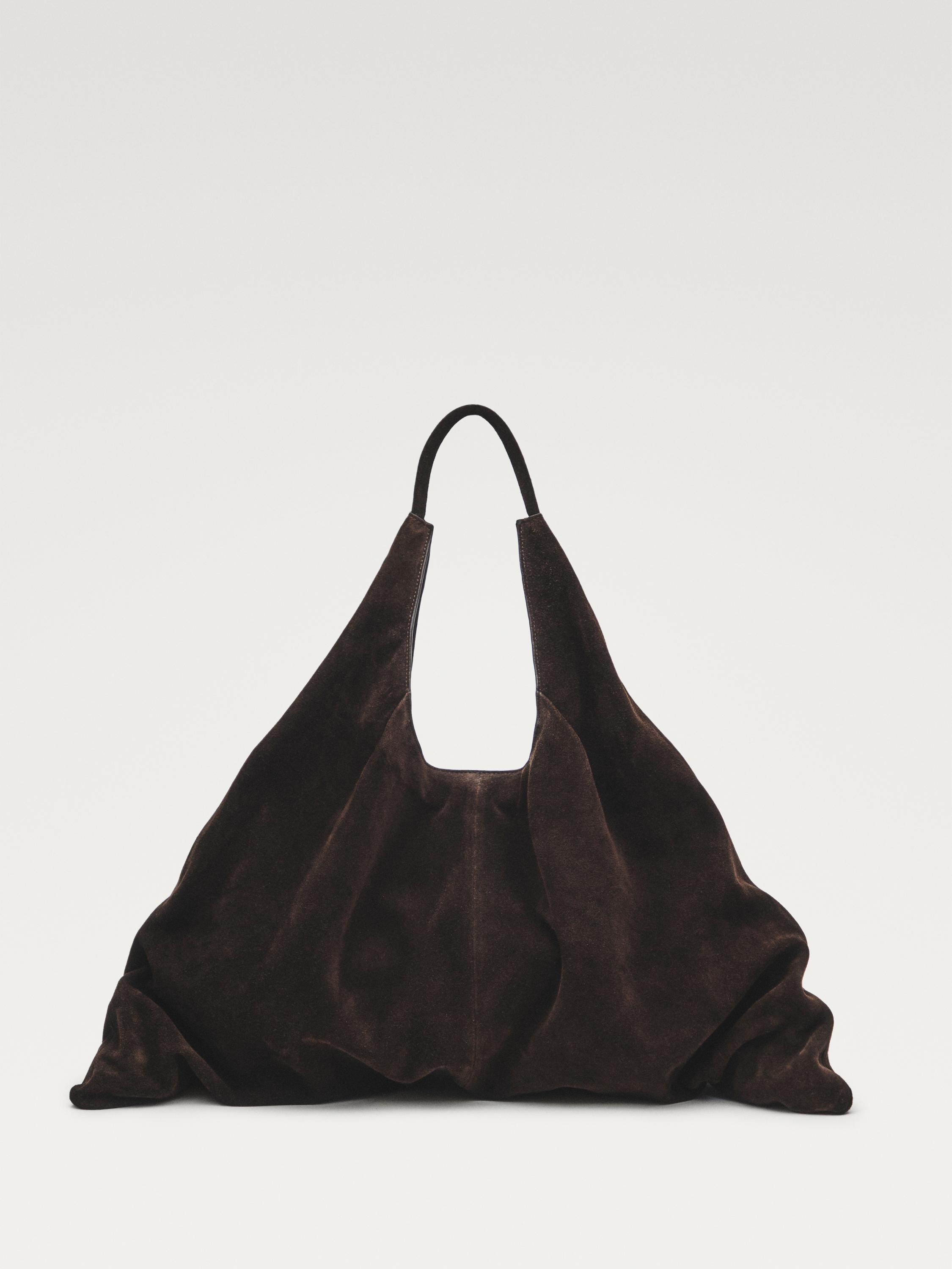 Split leather maxi shopper bag - LIMITED EDITION — BROWN