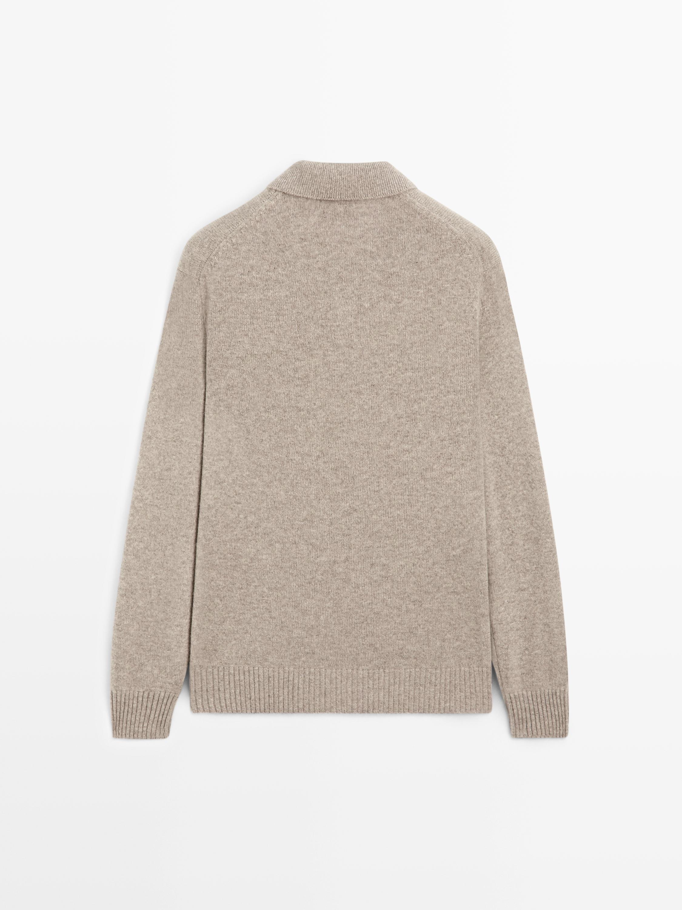 100% cashmere knit polo sweater · Mink, Charcoal · Sweaters