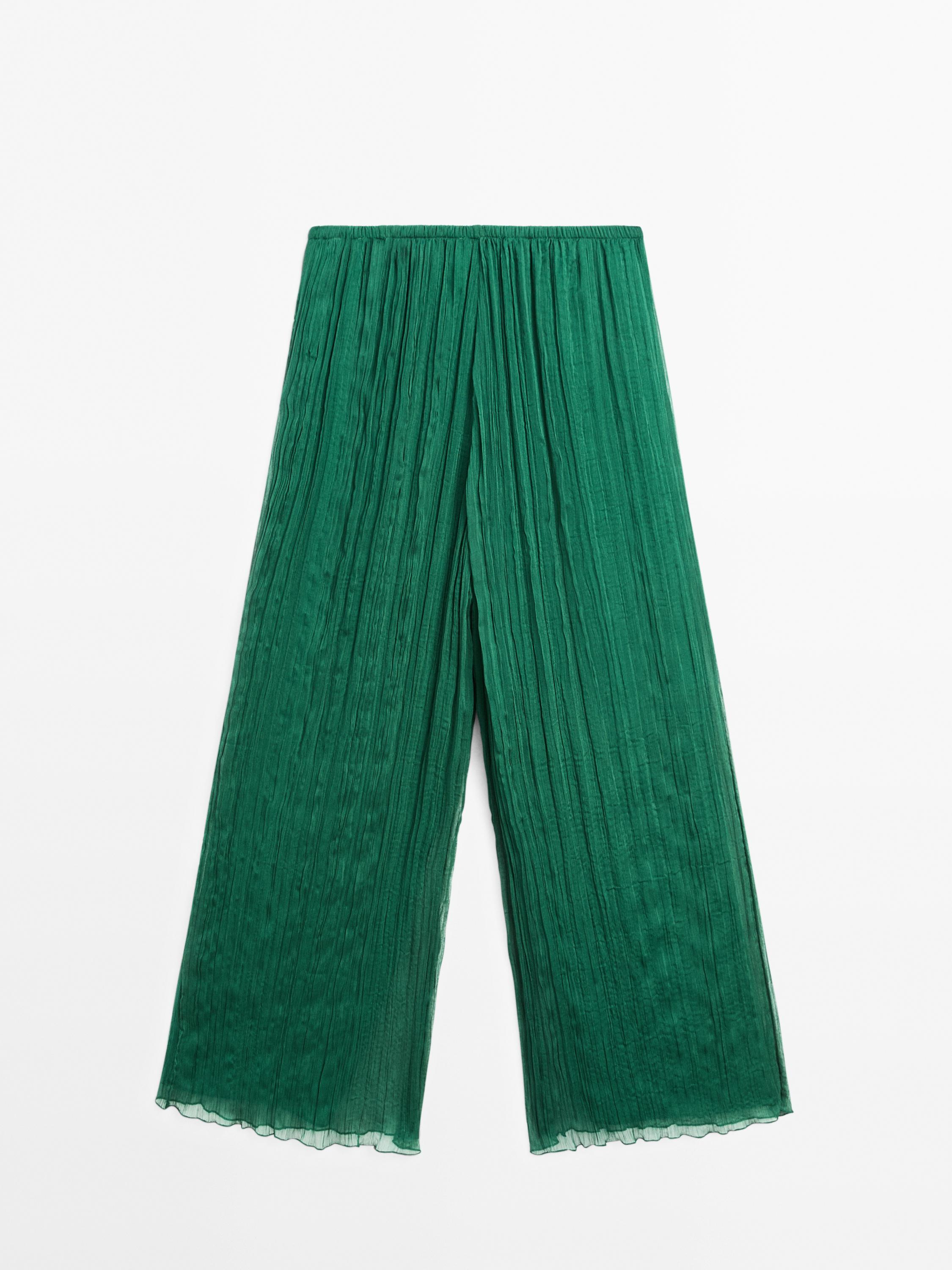 Textured pleated trousers