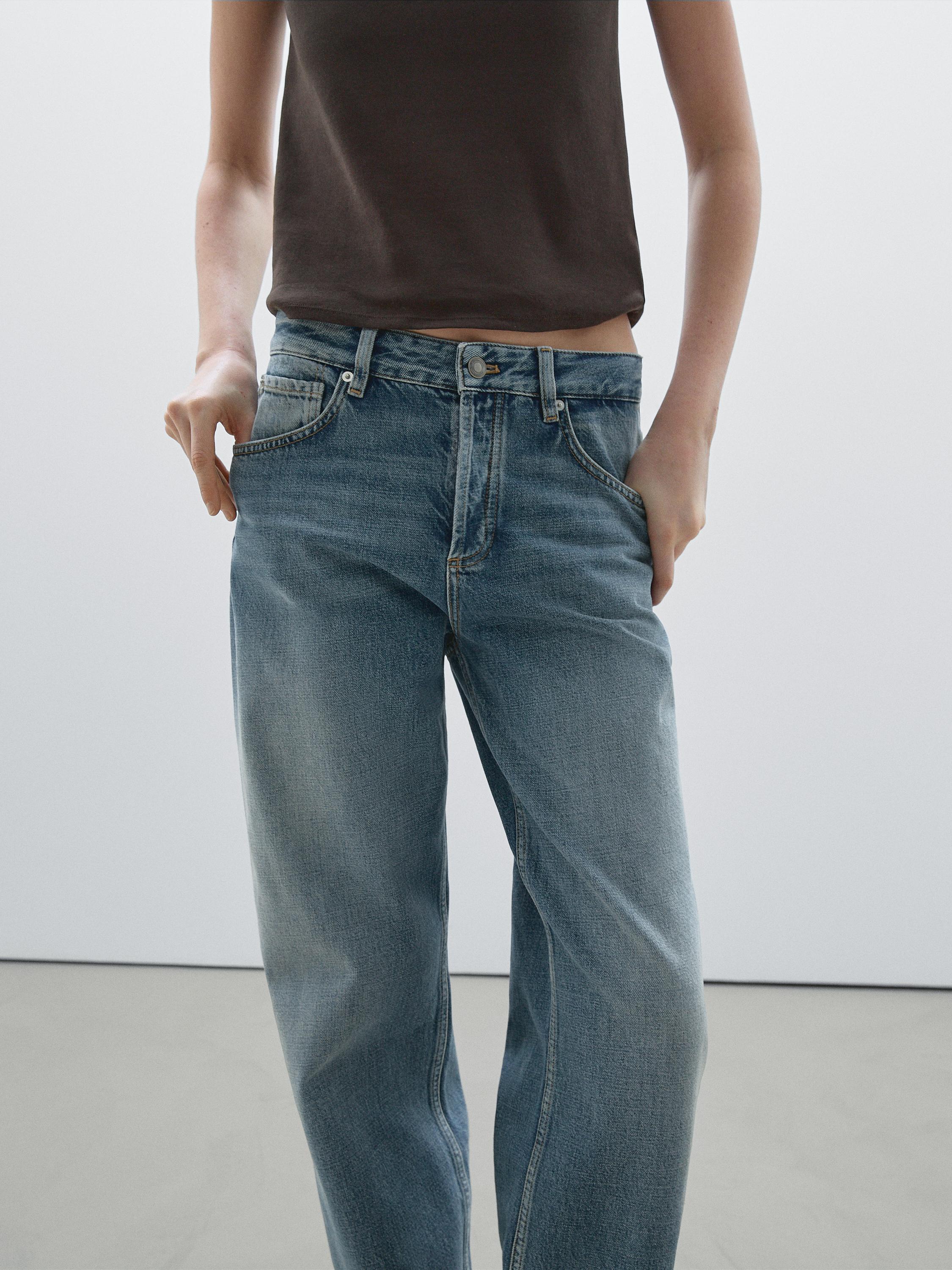 Mid-rise wide-leg cotton jeans