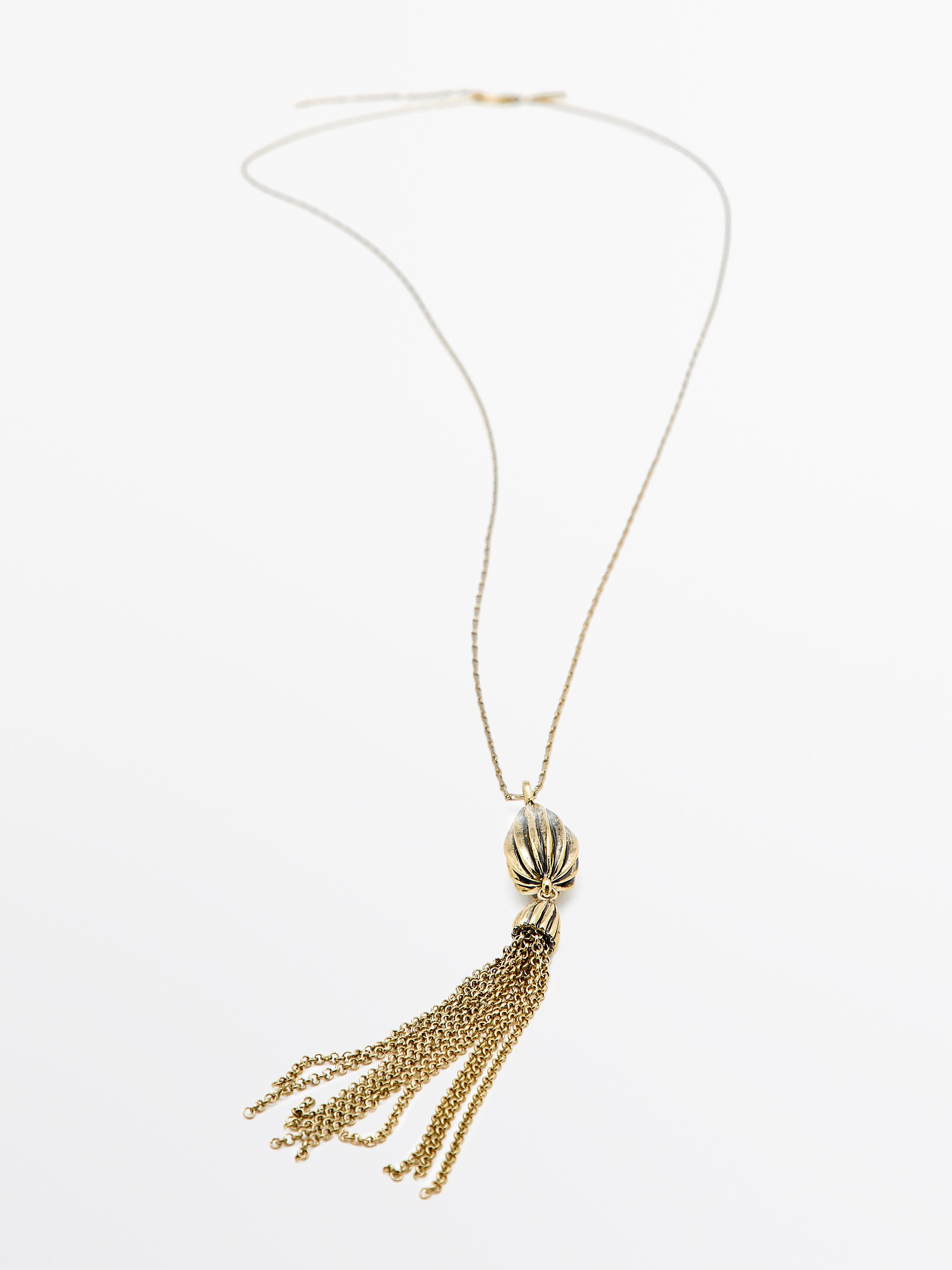Long cocoa tassel pendant
