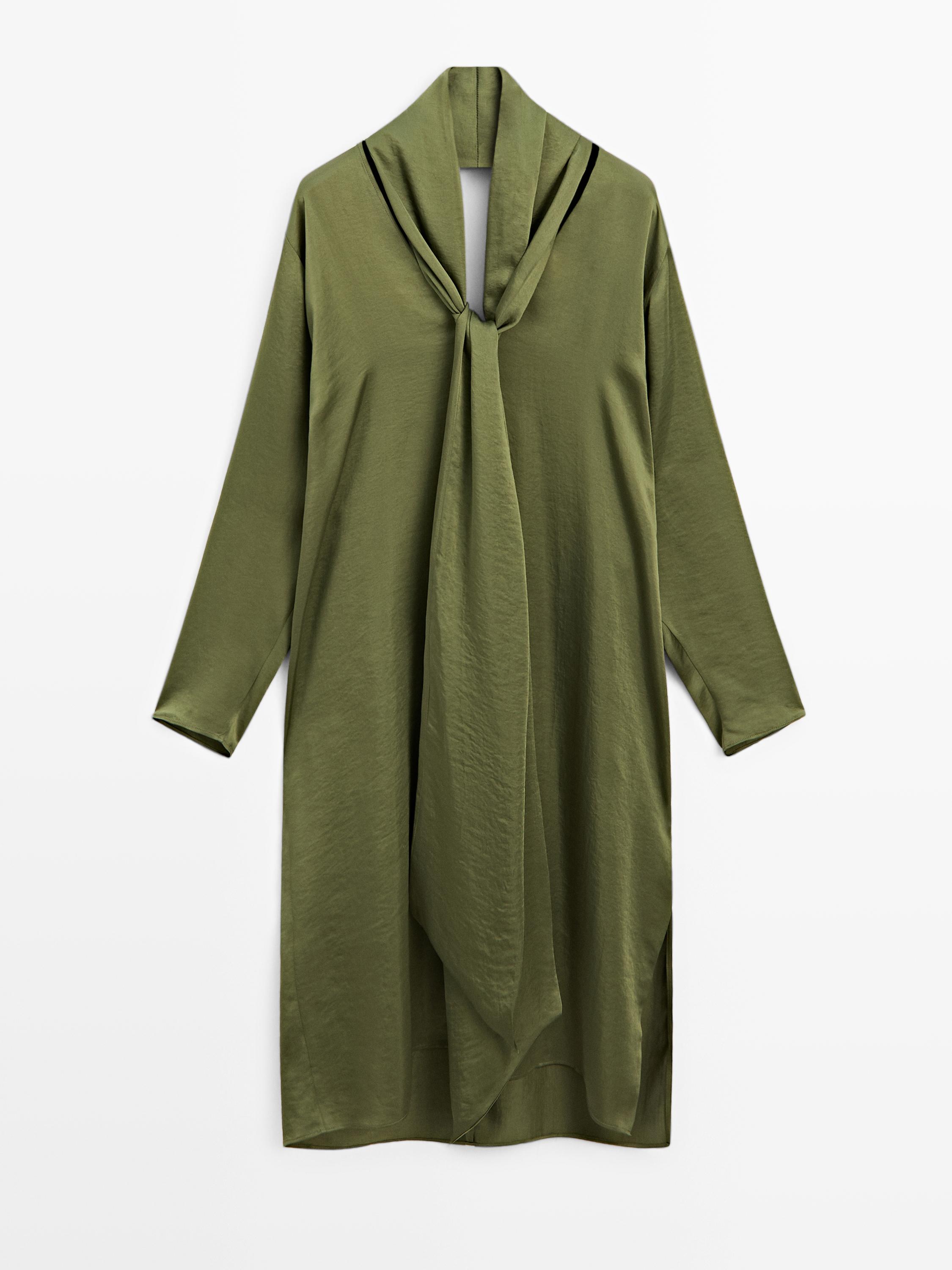 Blouse longue à encolure en V nouée - STUDIO