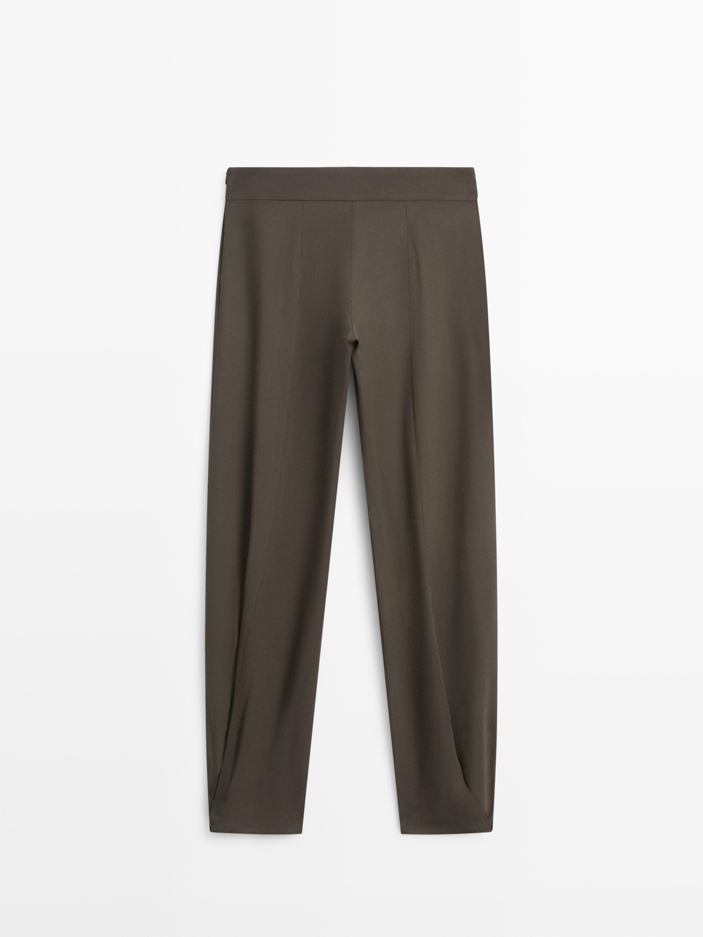 Flowing sarouel trousers — Greyish green