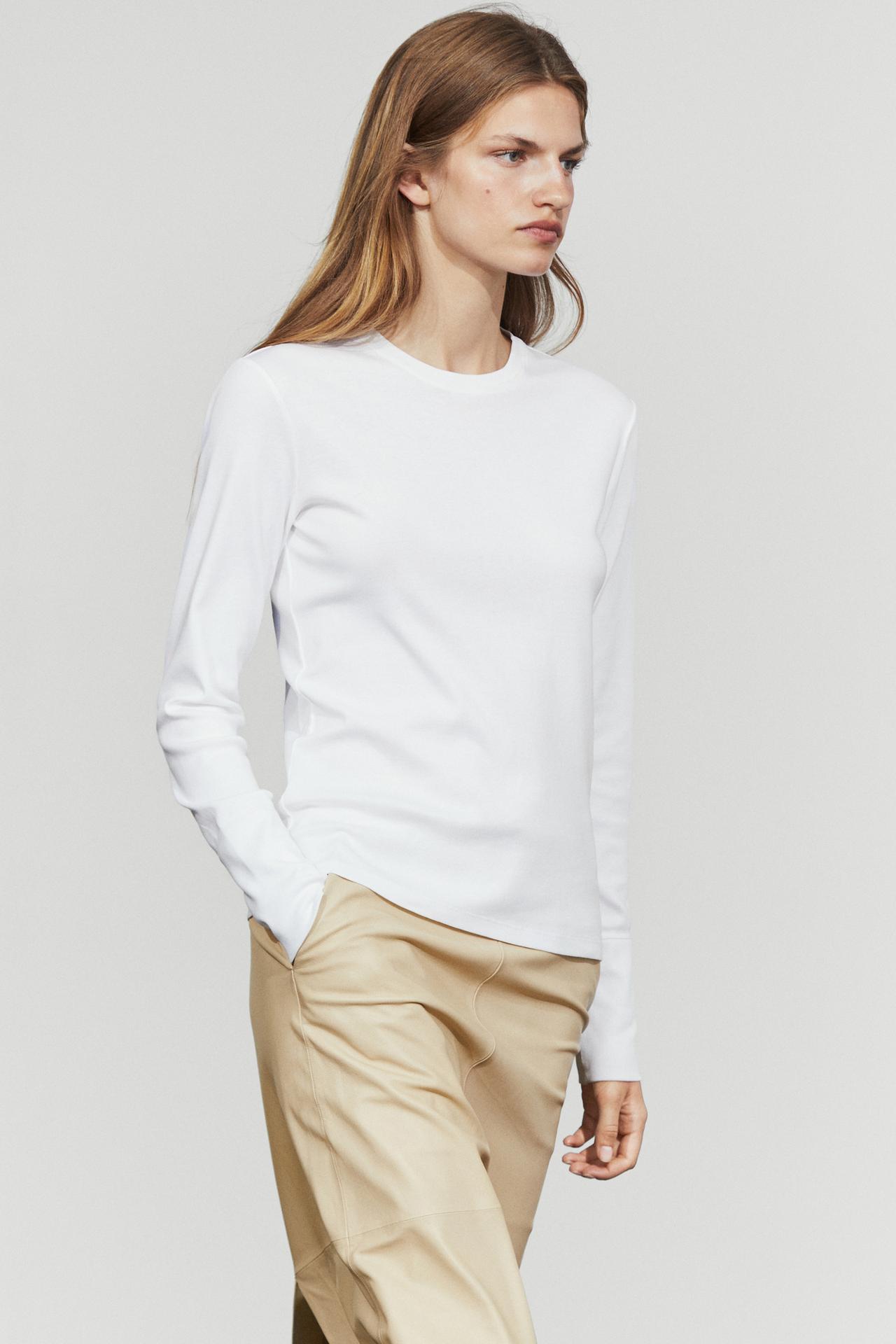 100% cotton long sleeve T-shirt — Off white