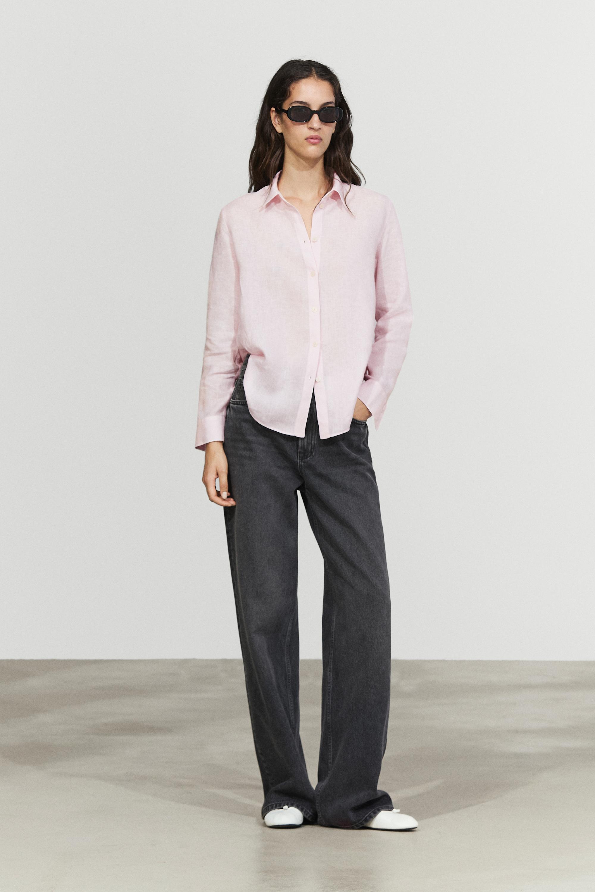 Flowing 100% linen shirt — PINK