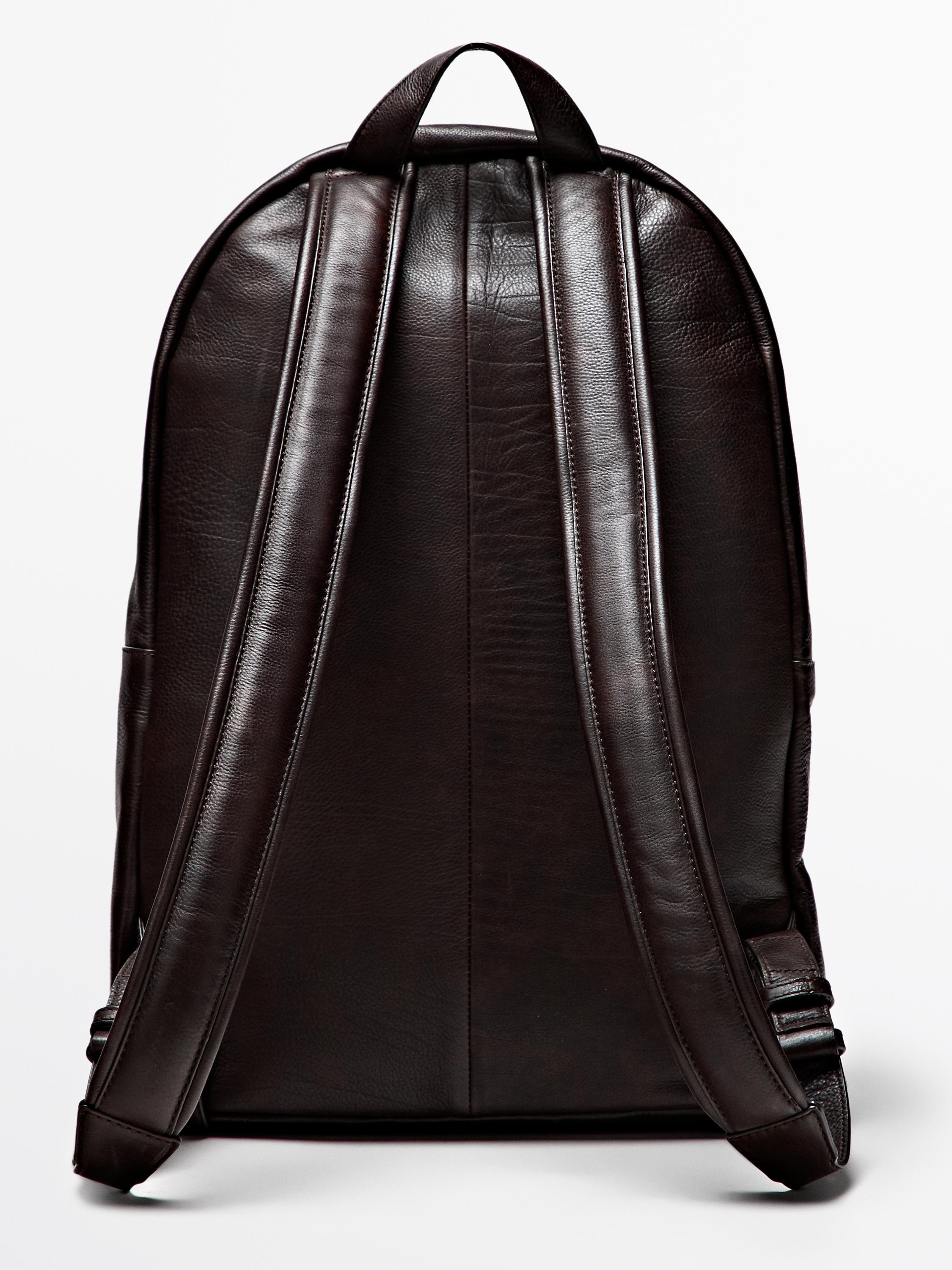 Fermuarlı napa deri sırt çantası