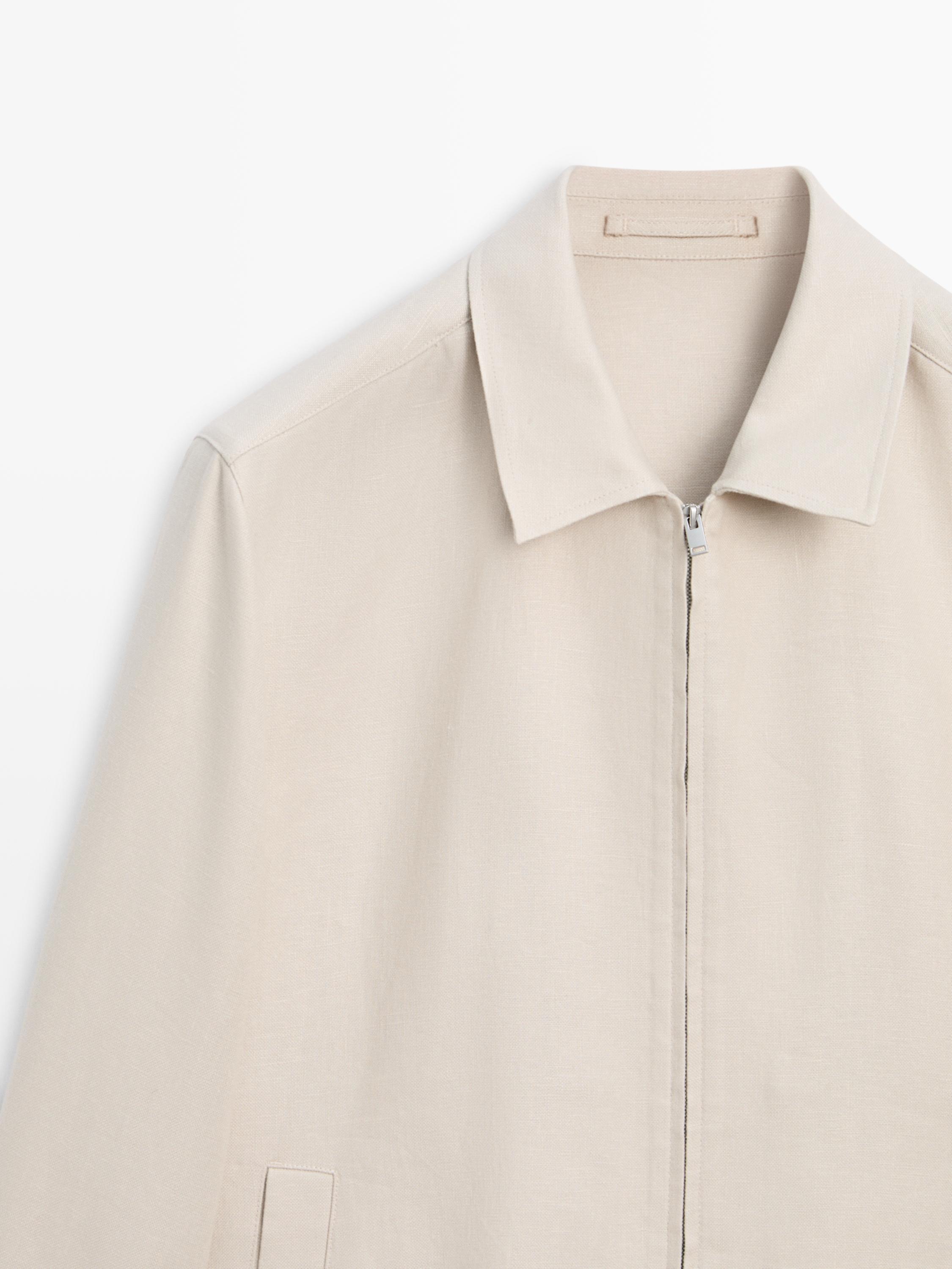 100% linen total look bomber jacket — BEIGE