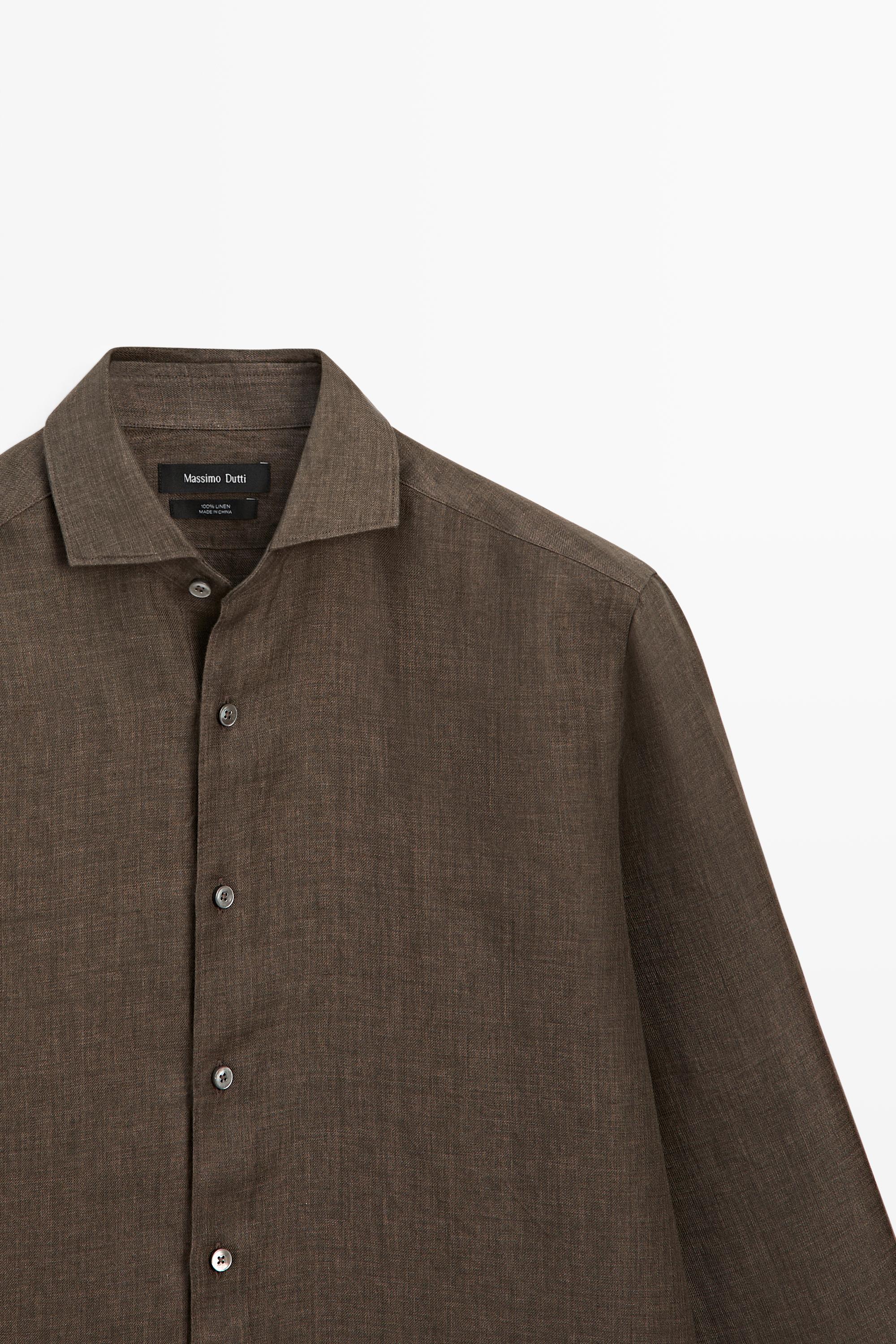 100% linen shirt — BROWN