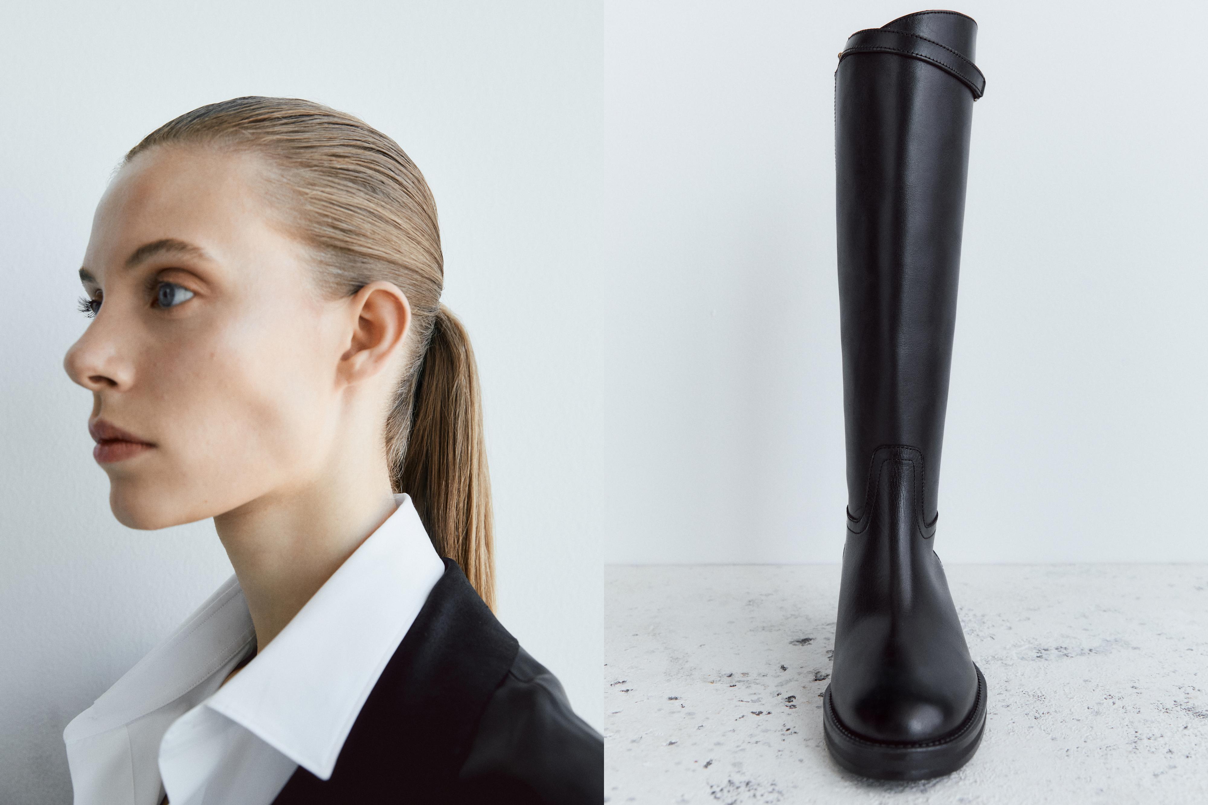 Leather riding boots — BLACK
