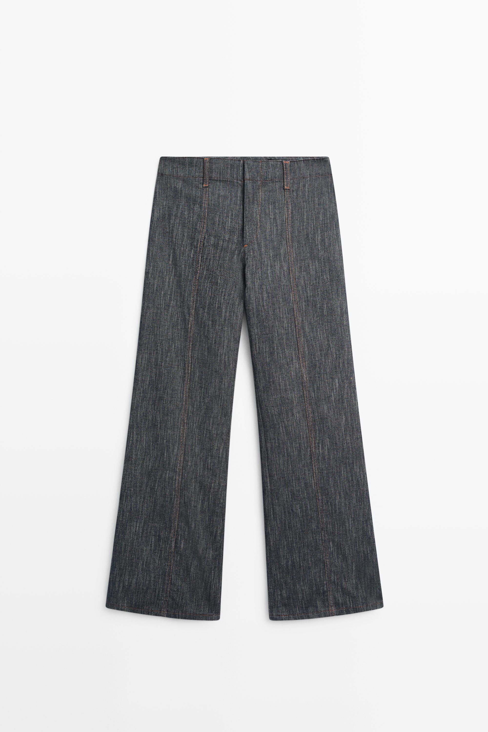 Wide-leg denim effect pants