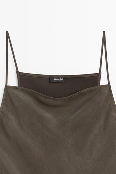 Flowing lingerie midi dress with thin straps — GREY 9