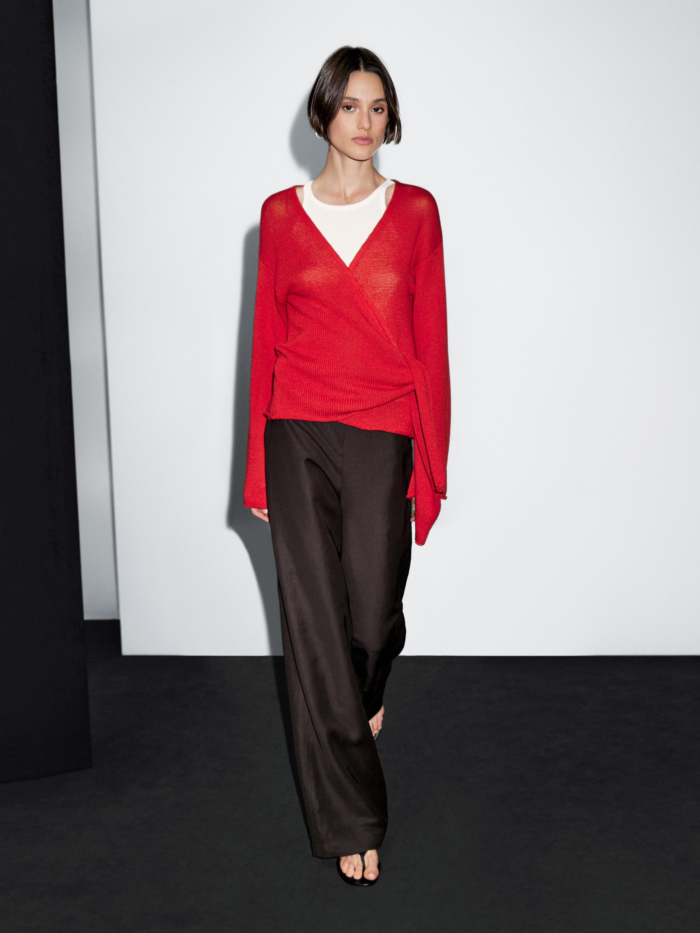 Knitted cardigan with belt detail