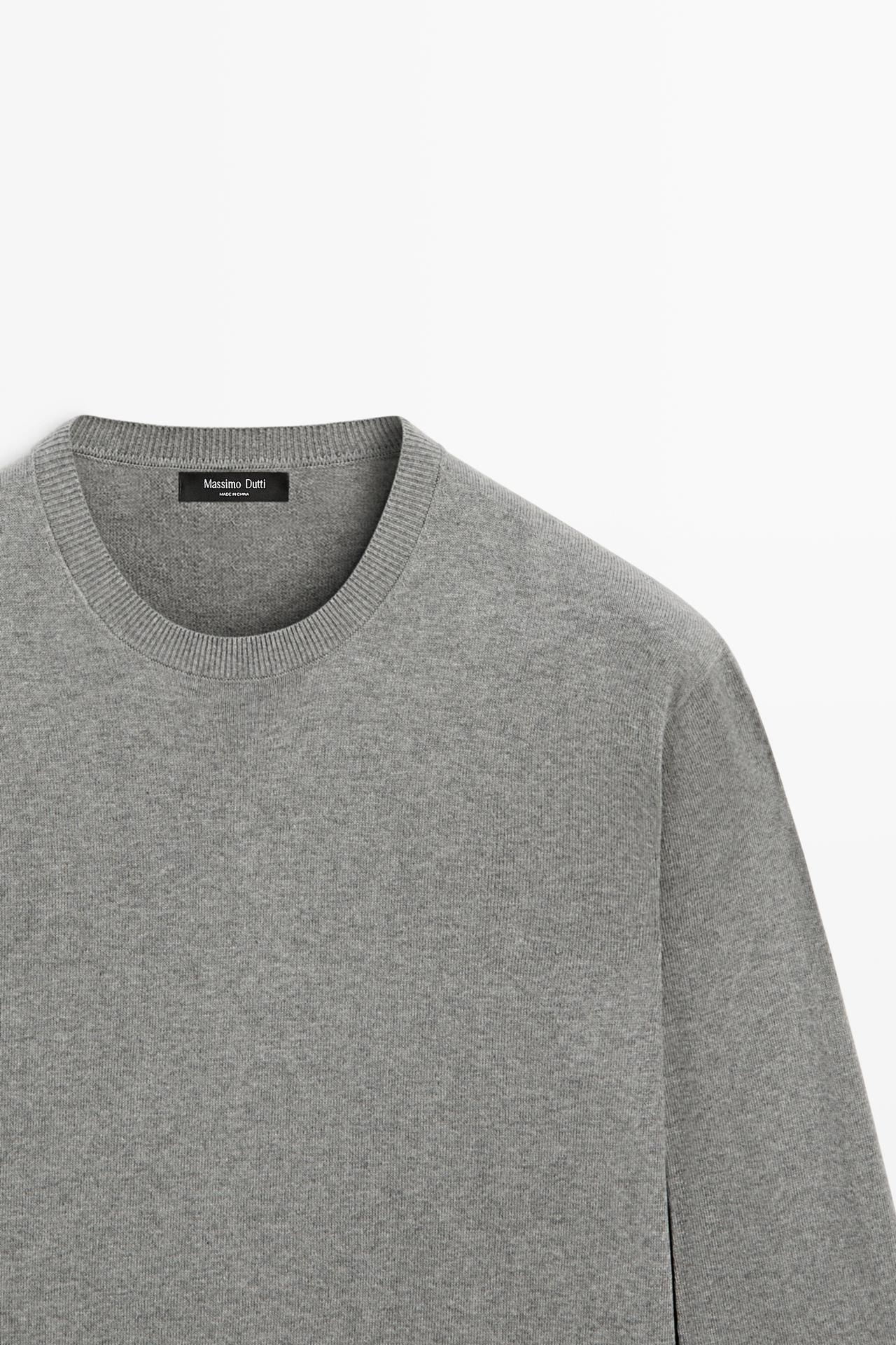 Cotton blend knit sweater — ANTHRACITE GREY