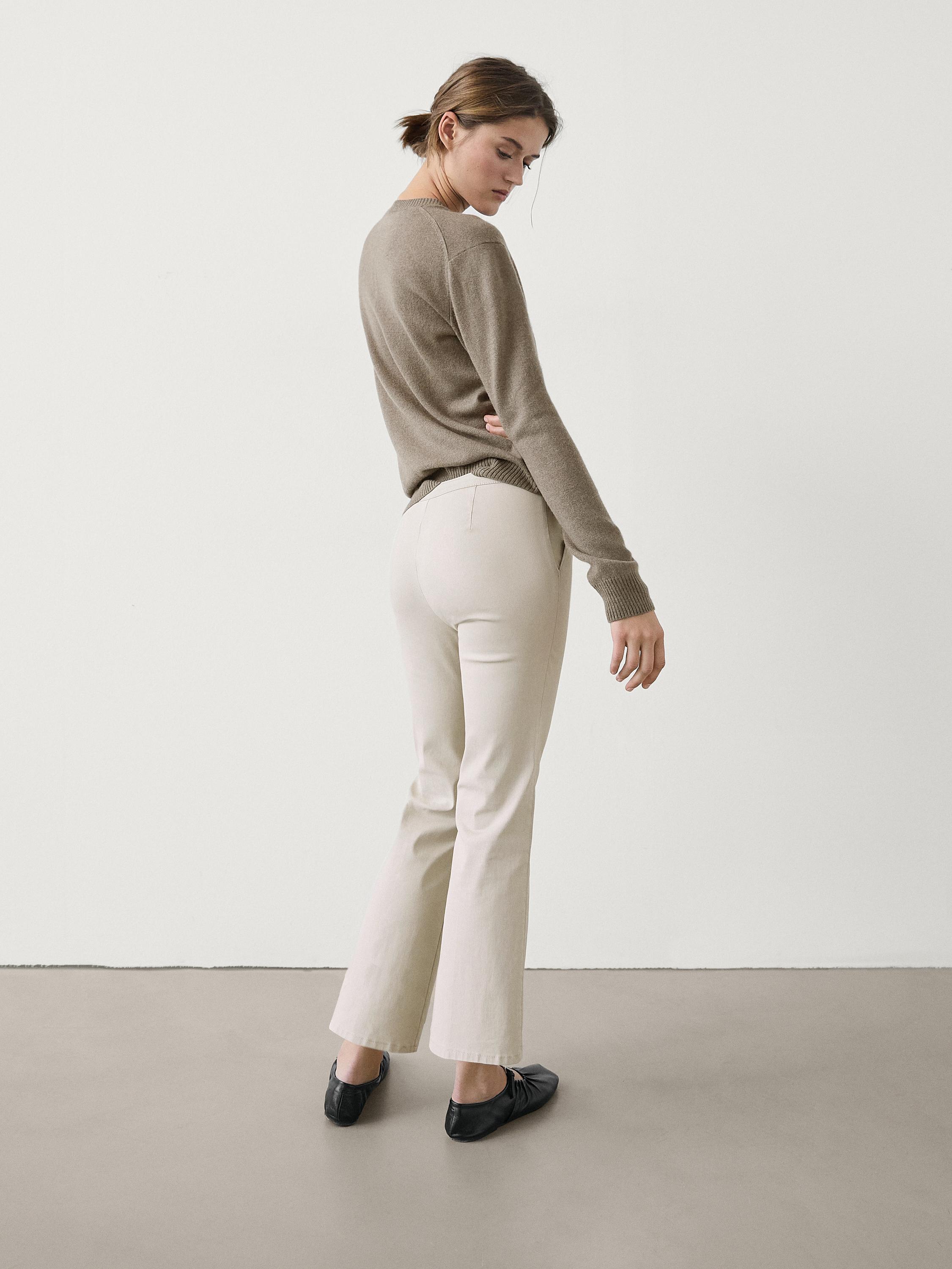 Waxed flare fit cropped trousers