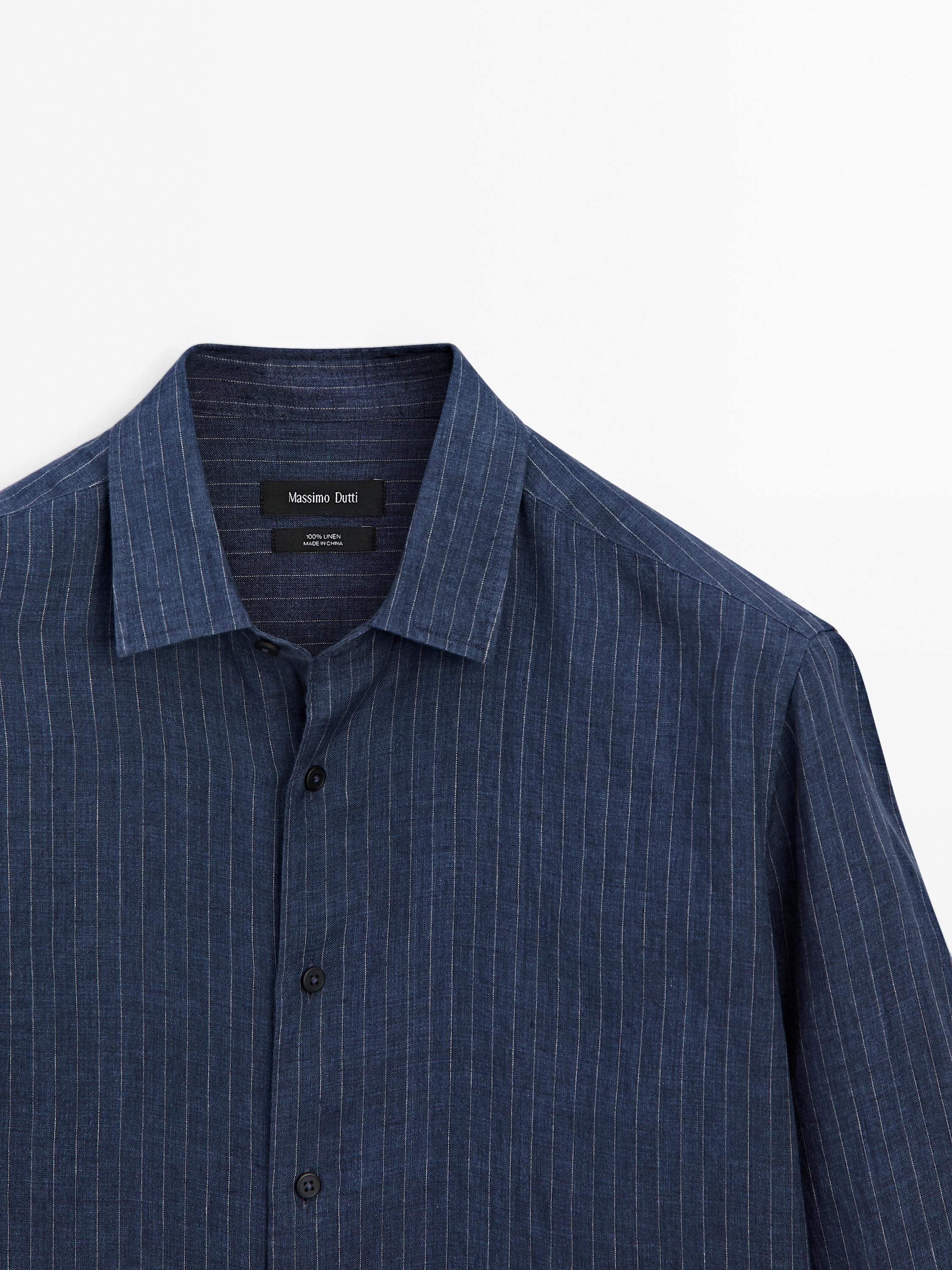 Regular fit избледена ленена кошула