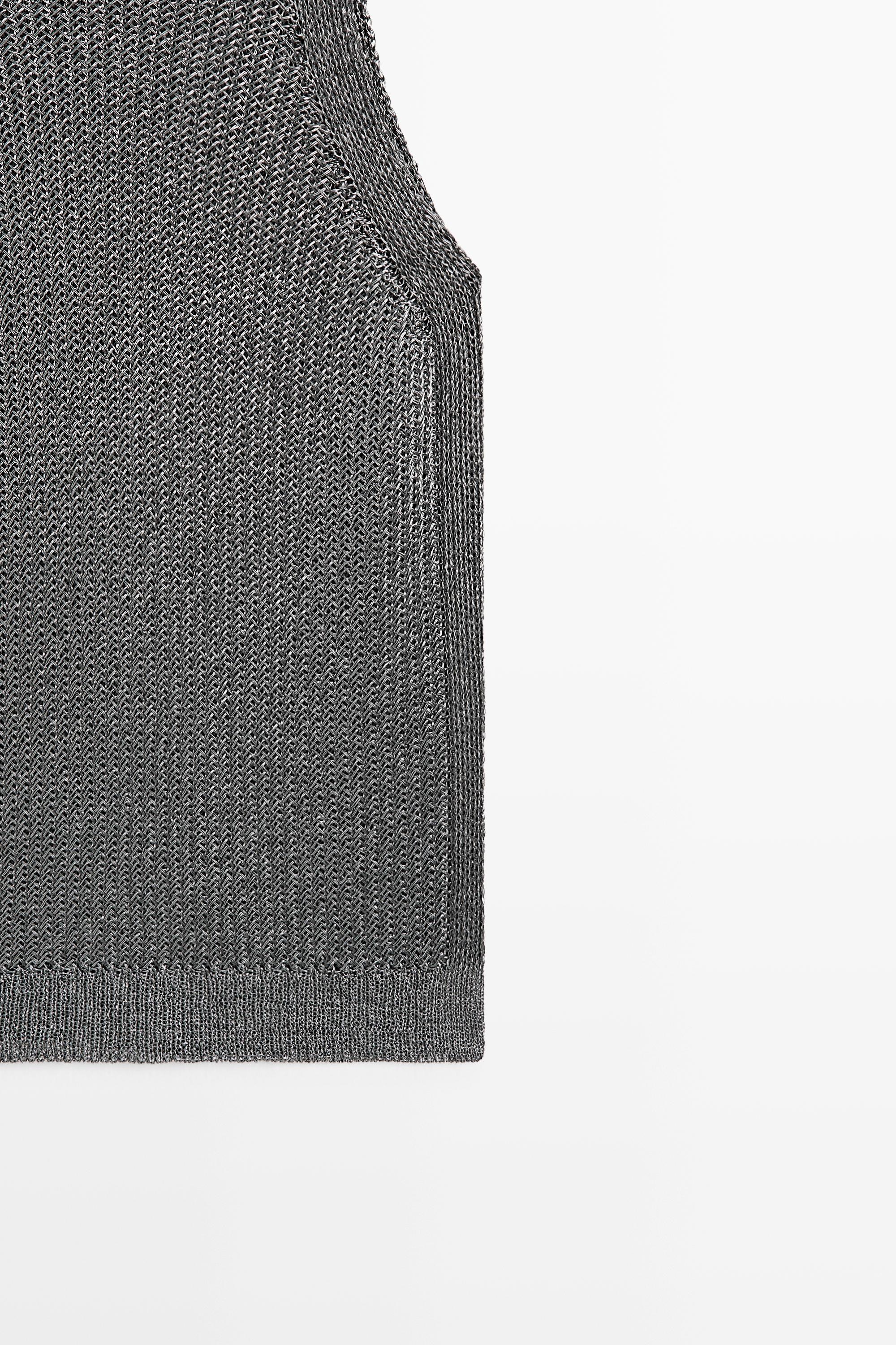 Metallic knit halter top - STUDIO — Silver