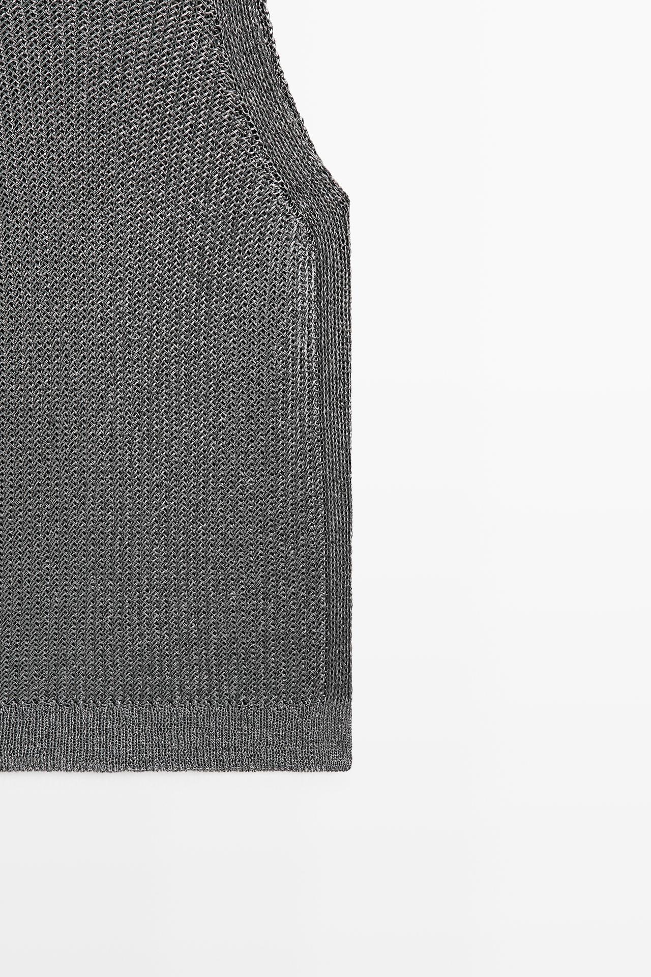 Metallic knit halter top - STUDIO — Silver