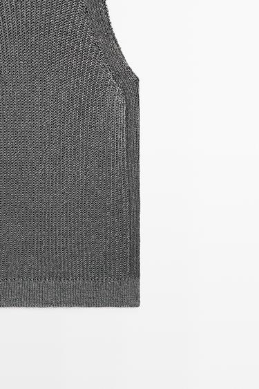 Metallic knit halter top - STUDIO — Silver 6