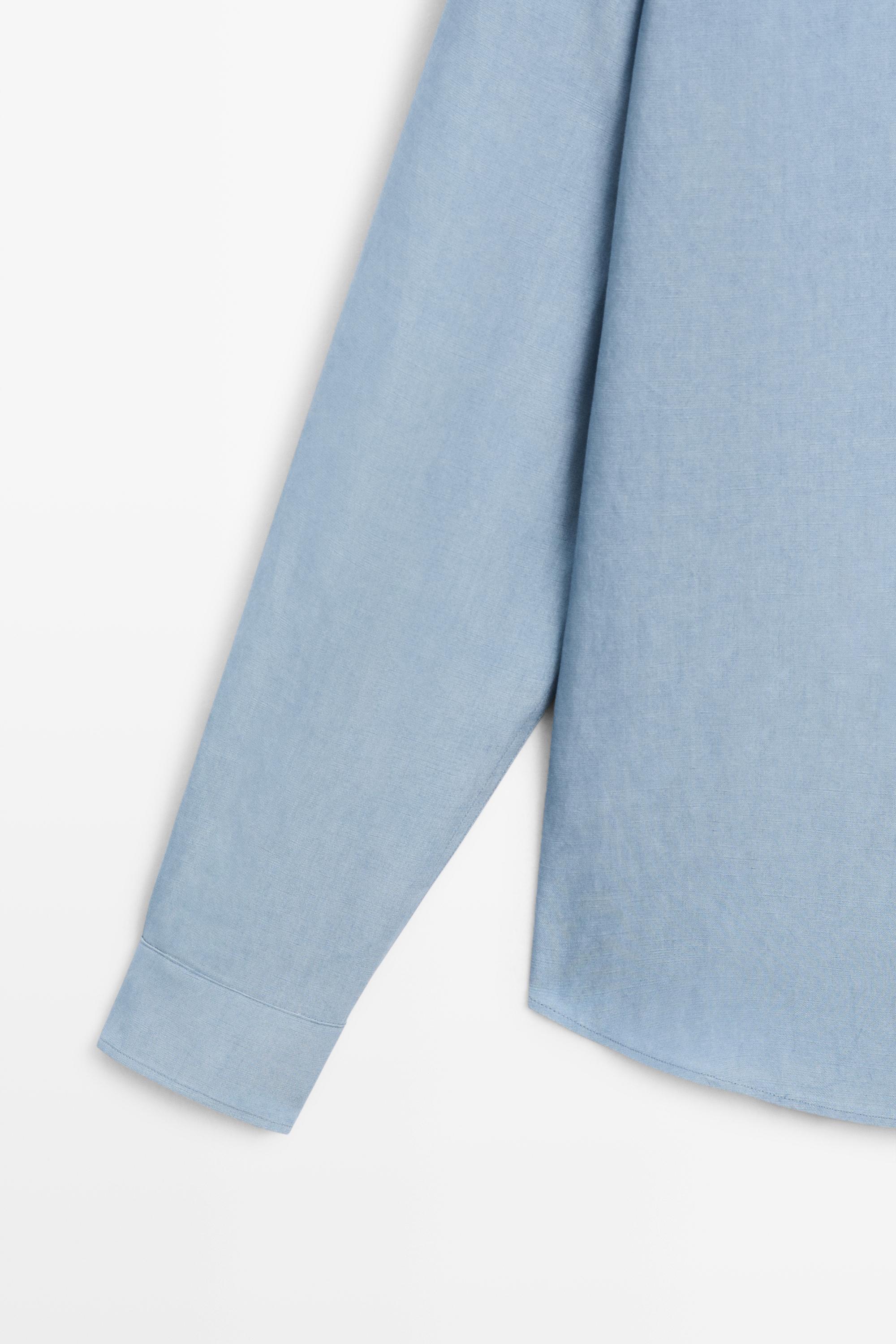 Flowing regular fit lyocell-linen shirt — BLUE