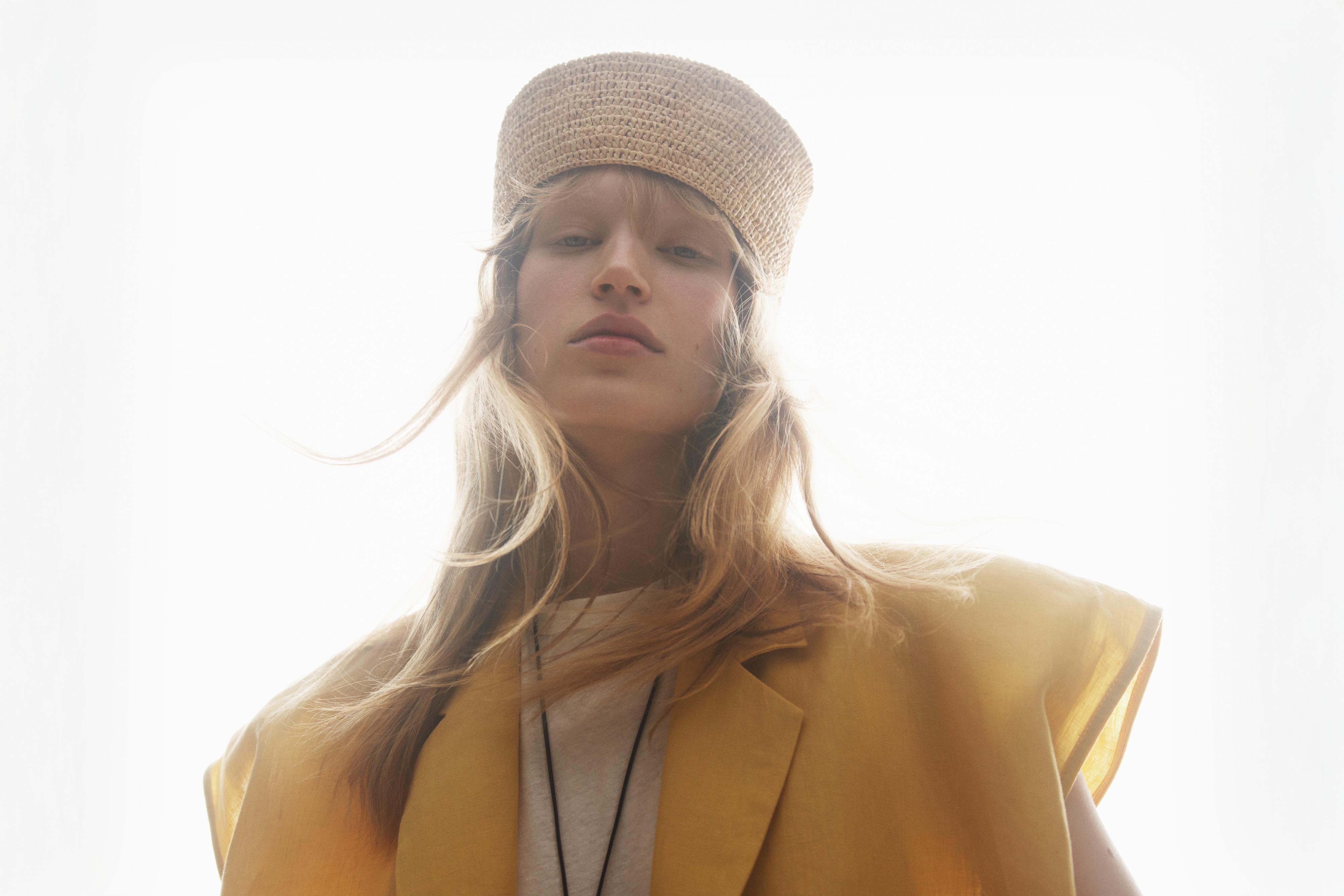 Linen double-breasted lapel vest — YELLOW