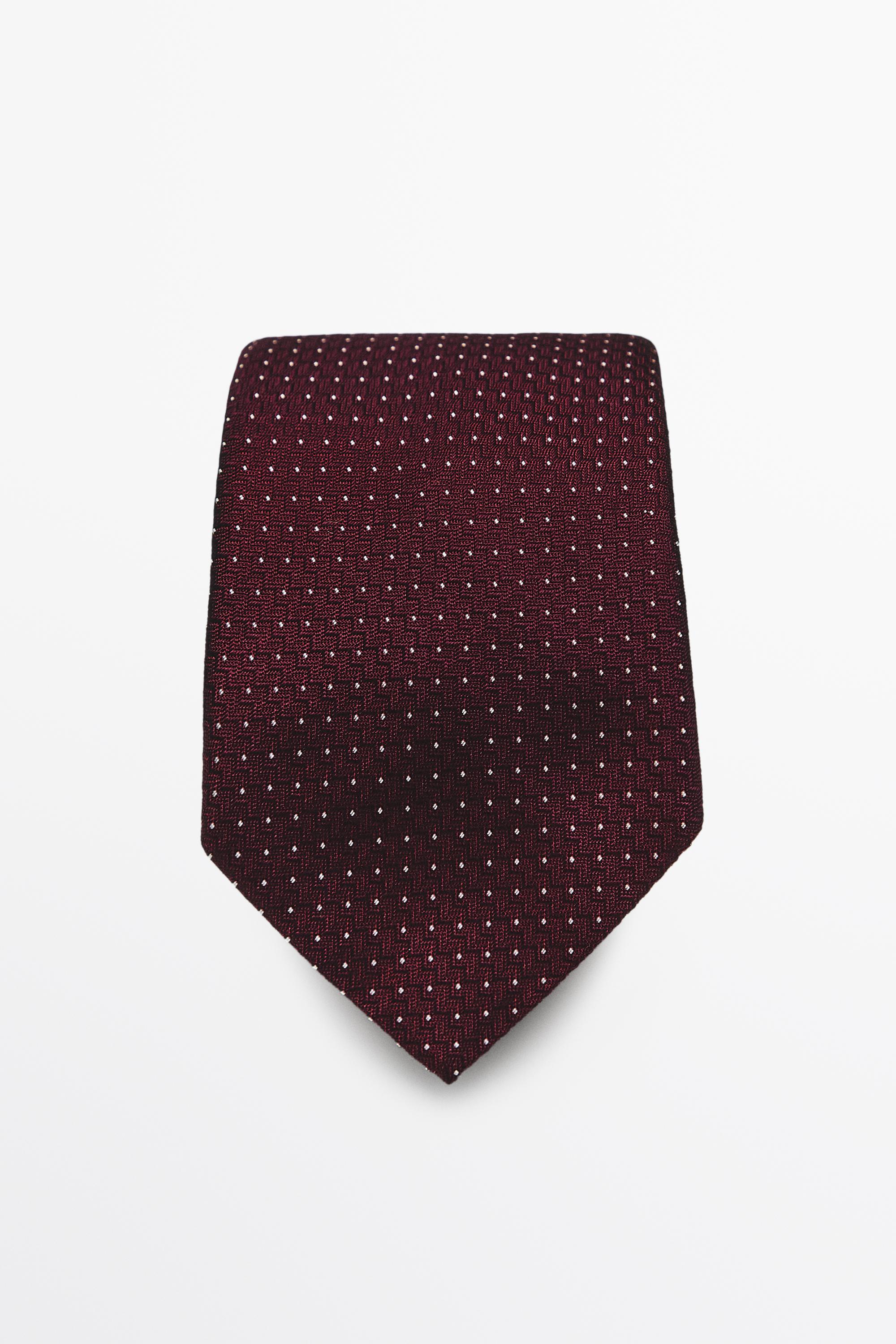 100% silk polka dot tie — MAROON