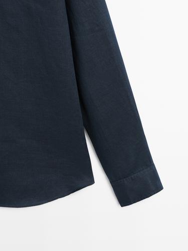 100% linen slim fit shirt — NAVY BLUE 7
