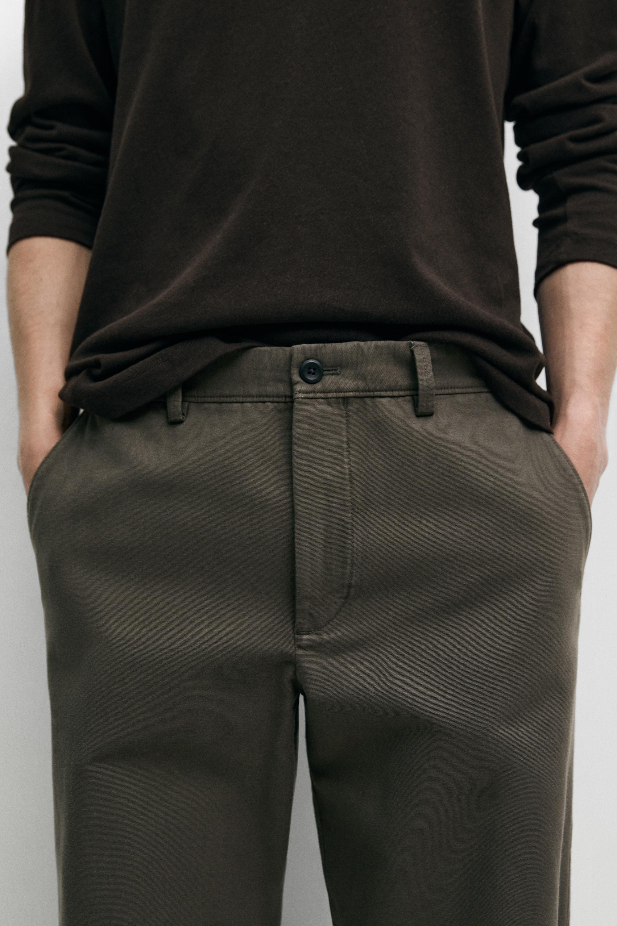 Tapered fit cotton pants — GREEN