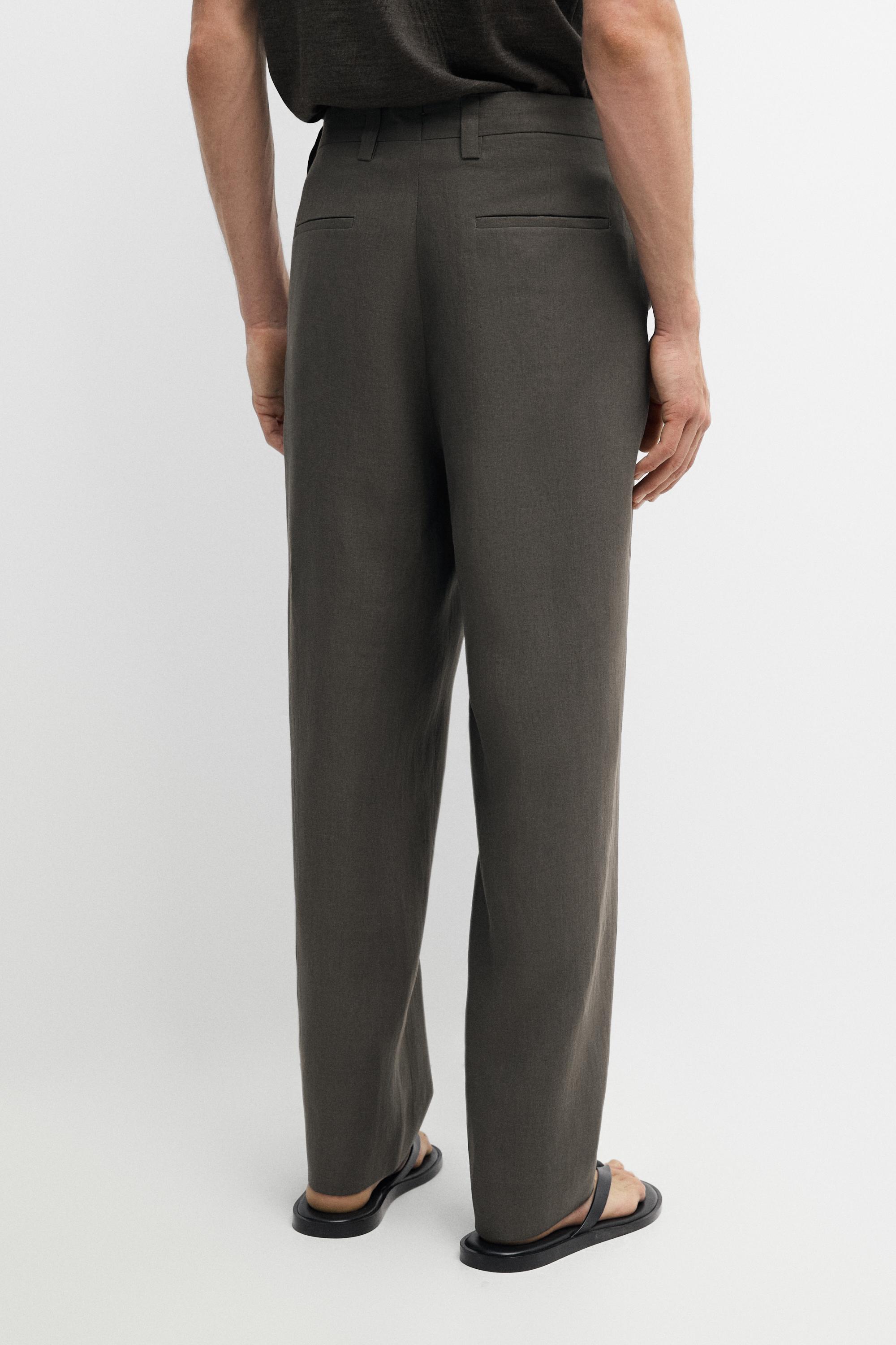 Linen suit trousers — DARK GREEN