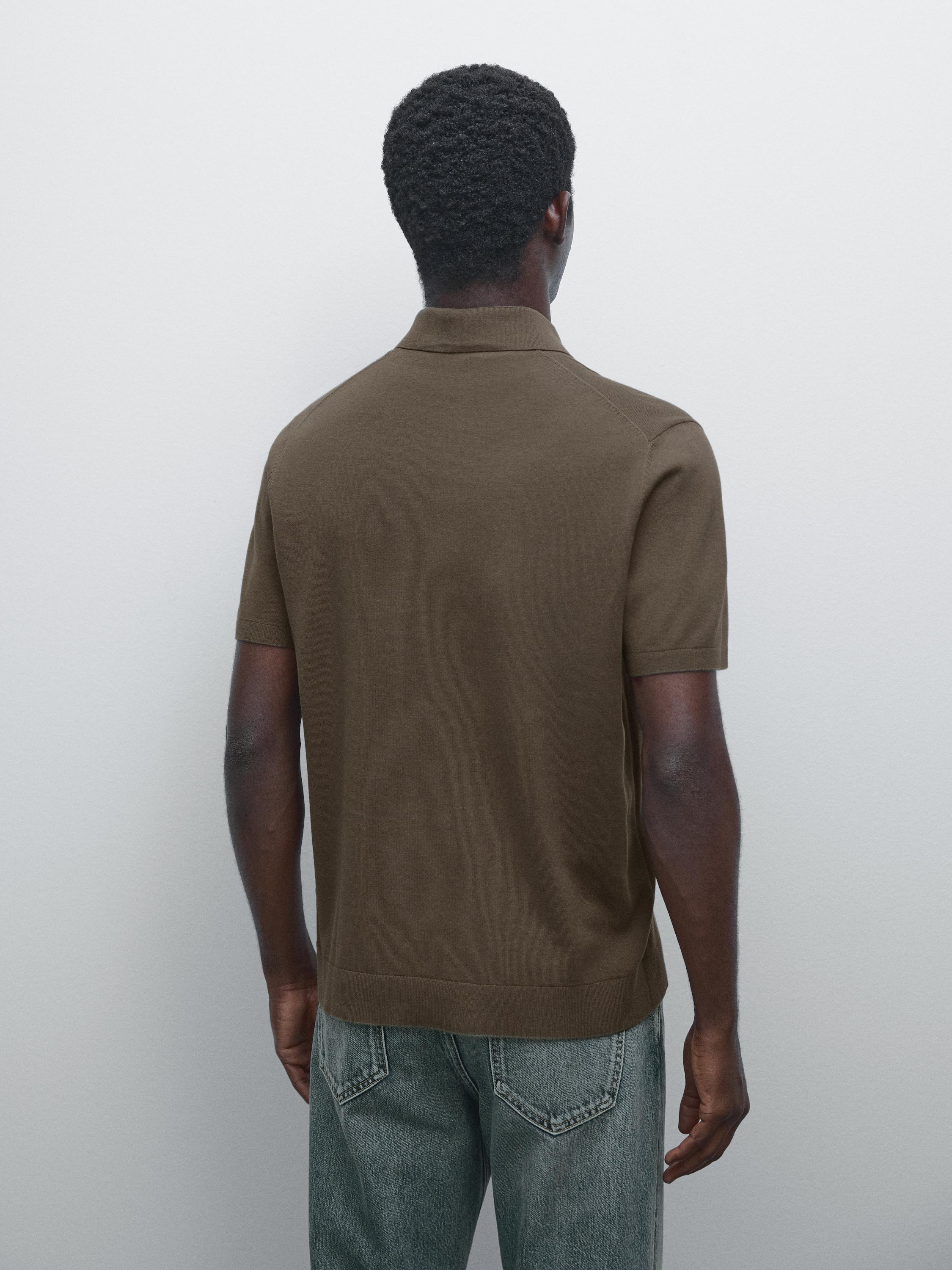 Short sleeve cotton knit polo shirt