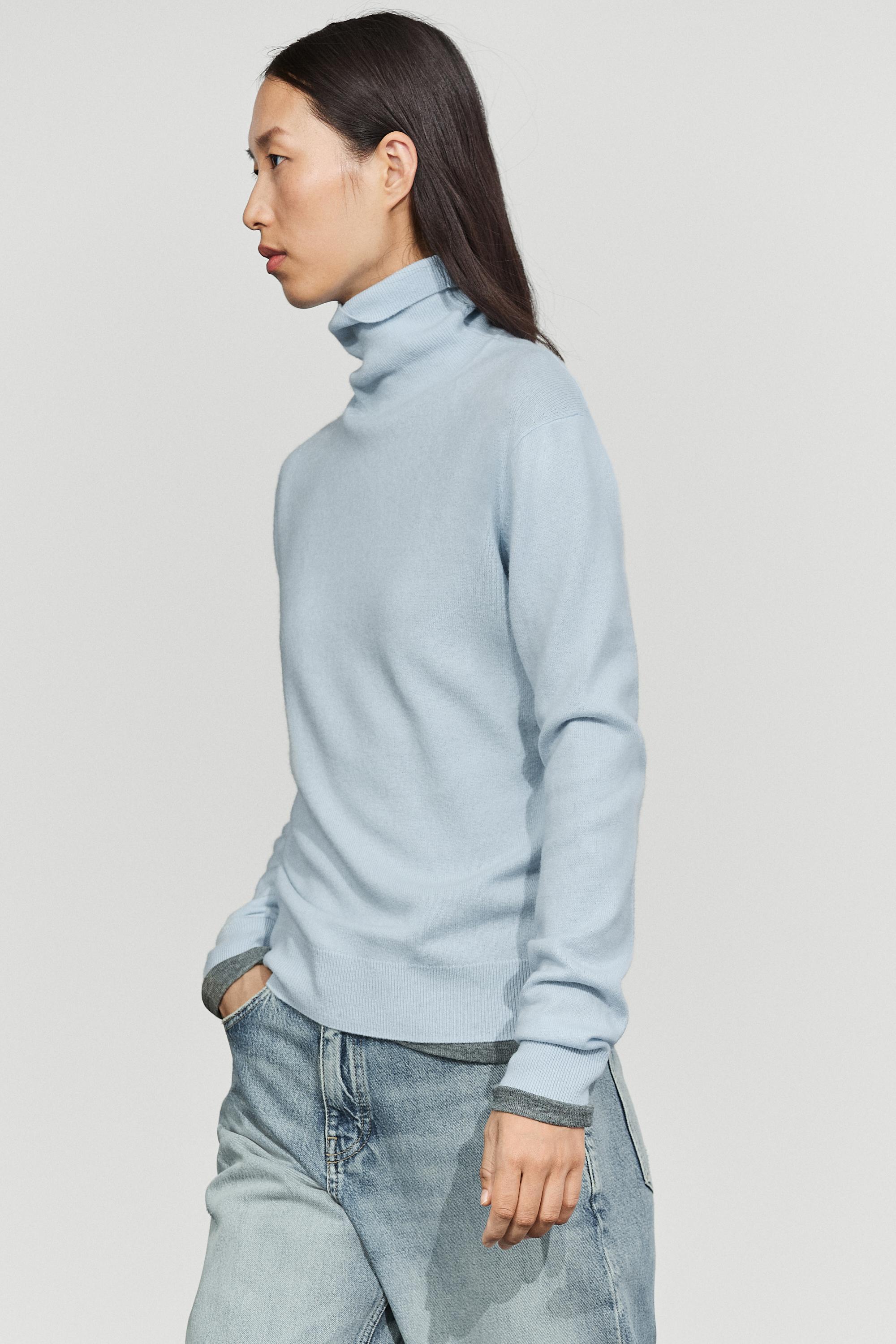 Wool-blend knit turtleneck sweater