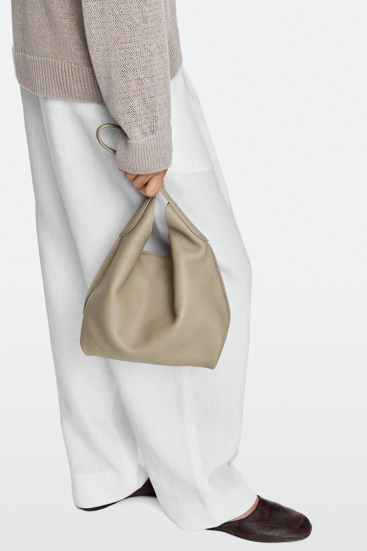 Nappa leather mini shoulder bag — MOLE BROWN
