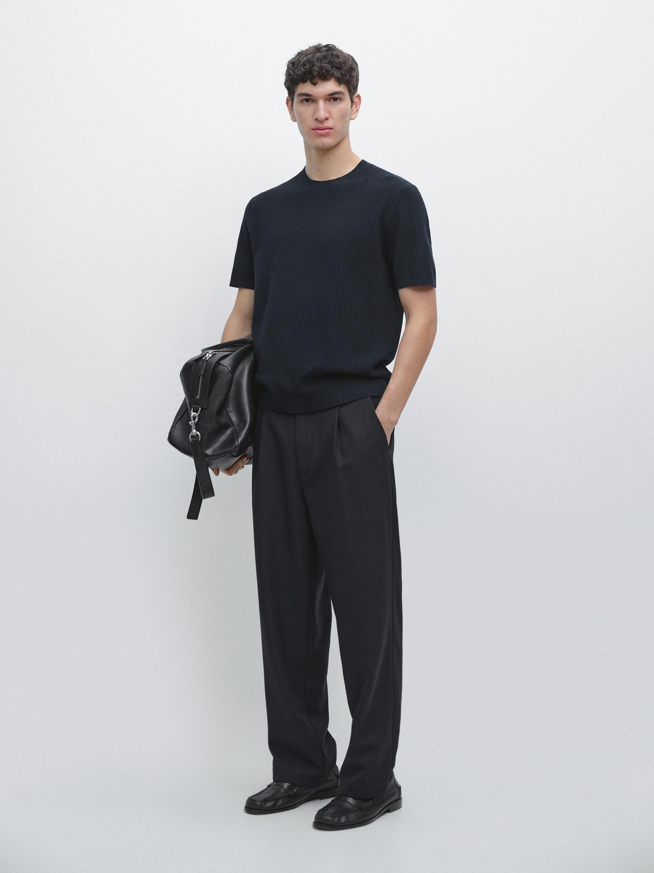 Short sleeve cotton knit T-shirt