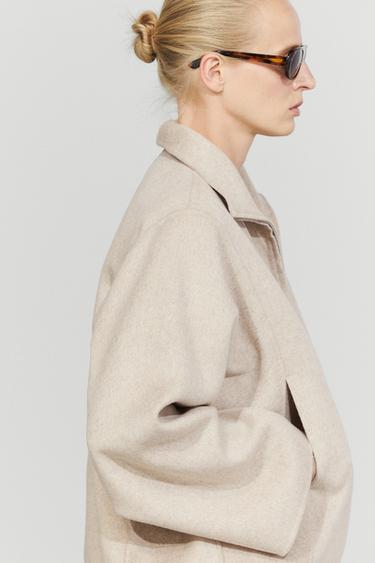 Wool blend bomber jacket — BEIGE 8