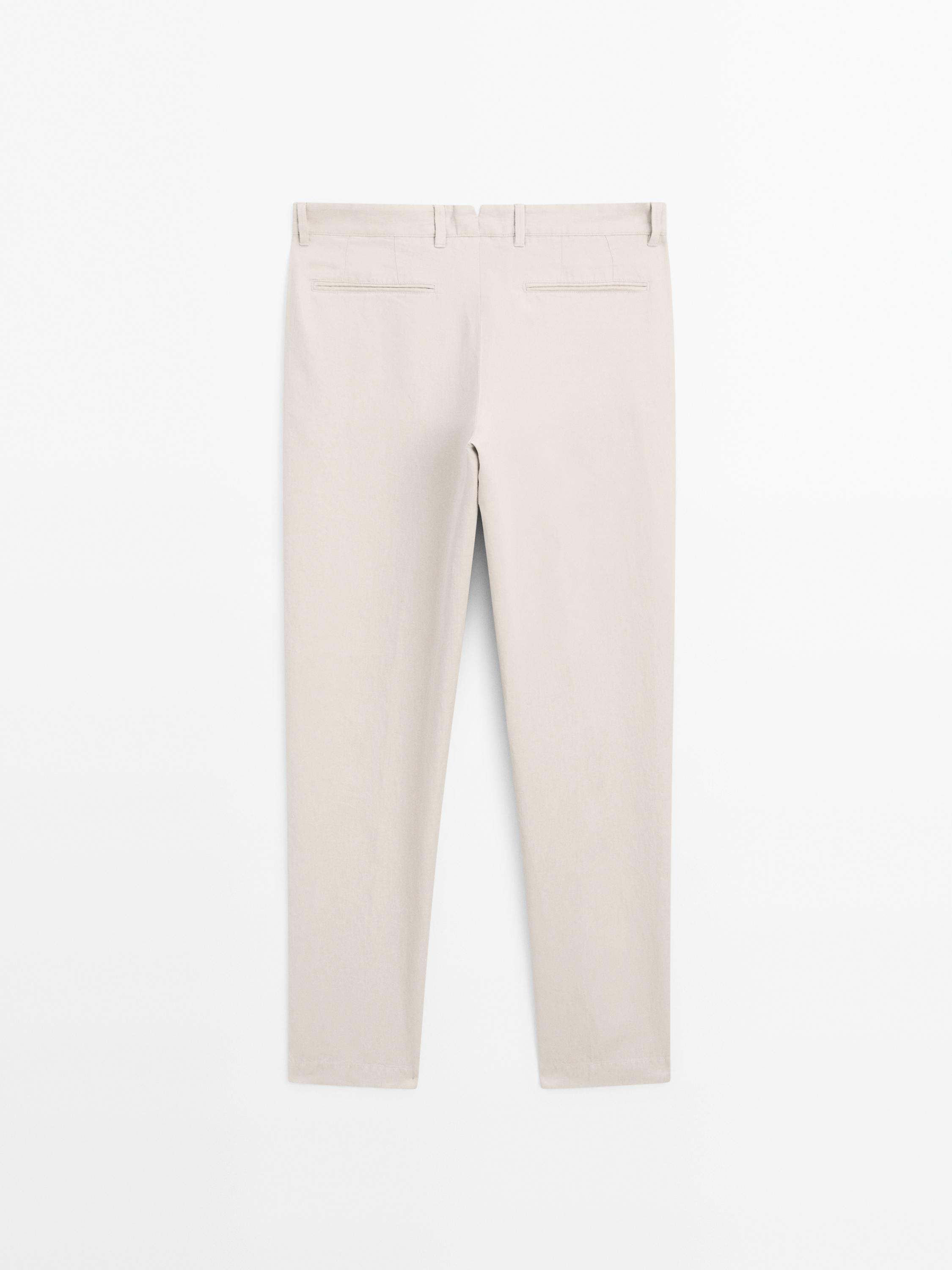 Kalhoty tapered fit 100% len