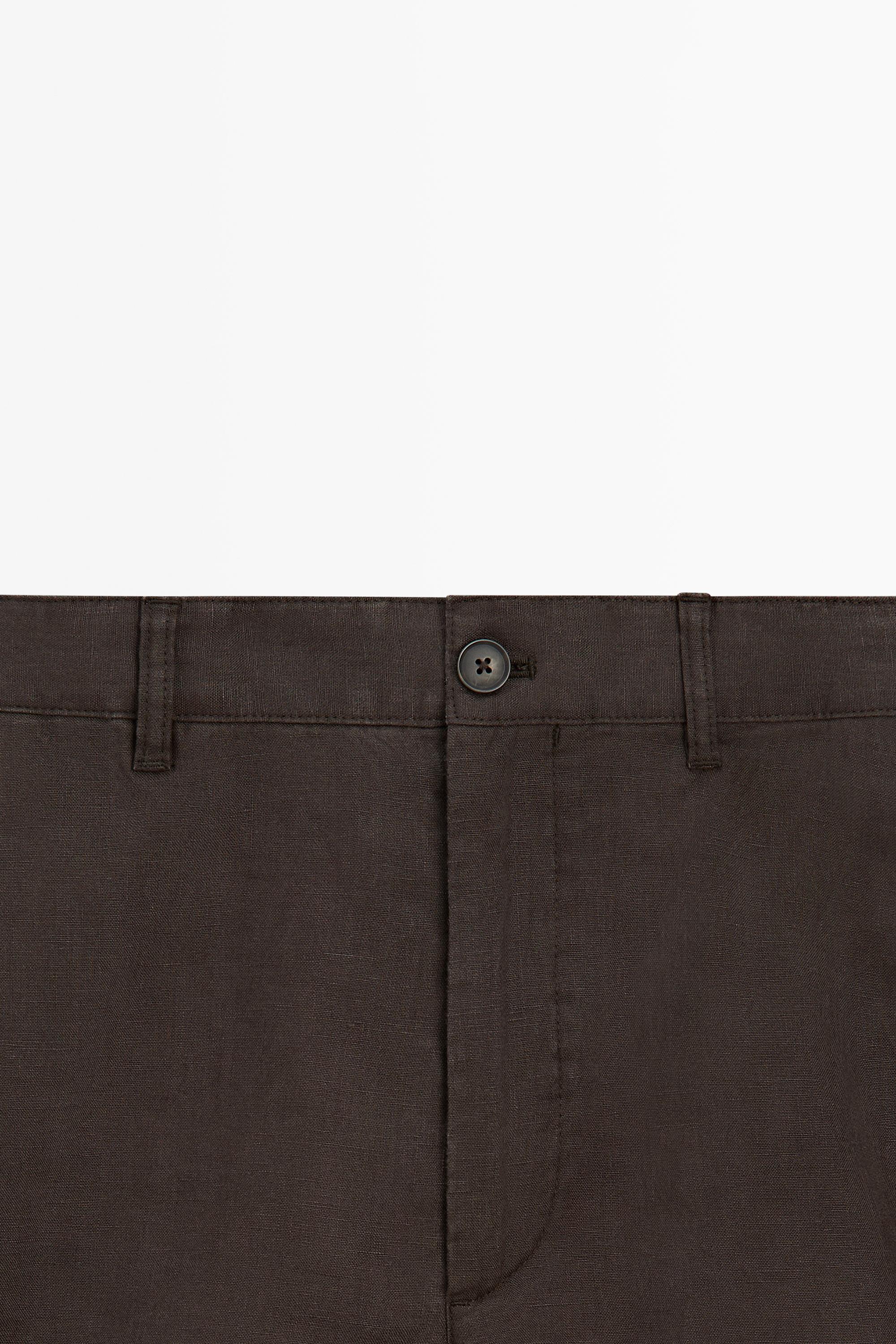 100% linen total look Bermuda shorts — BROWN