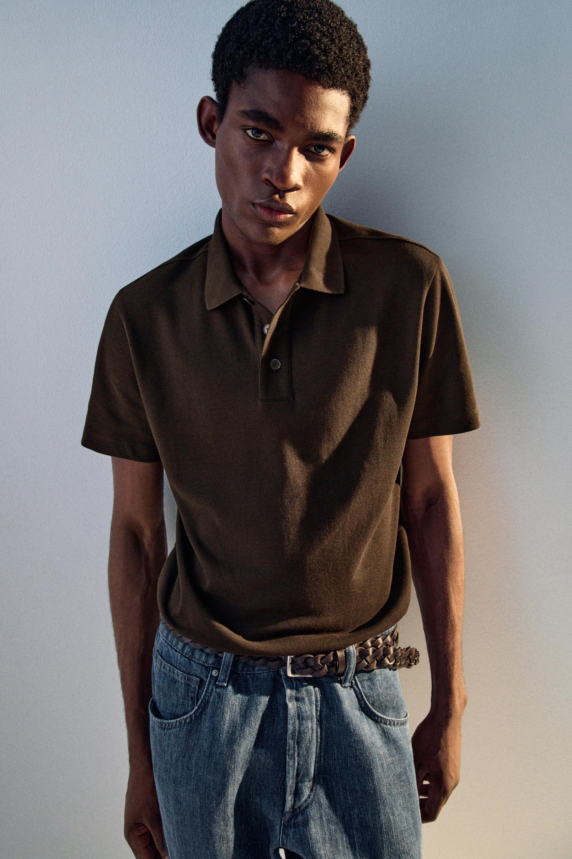 Piqué 100% cotton polo shirt — Chocolate