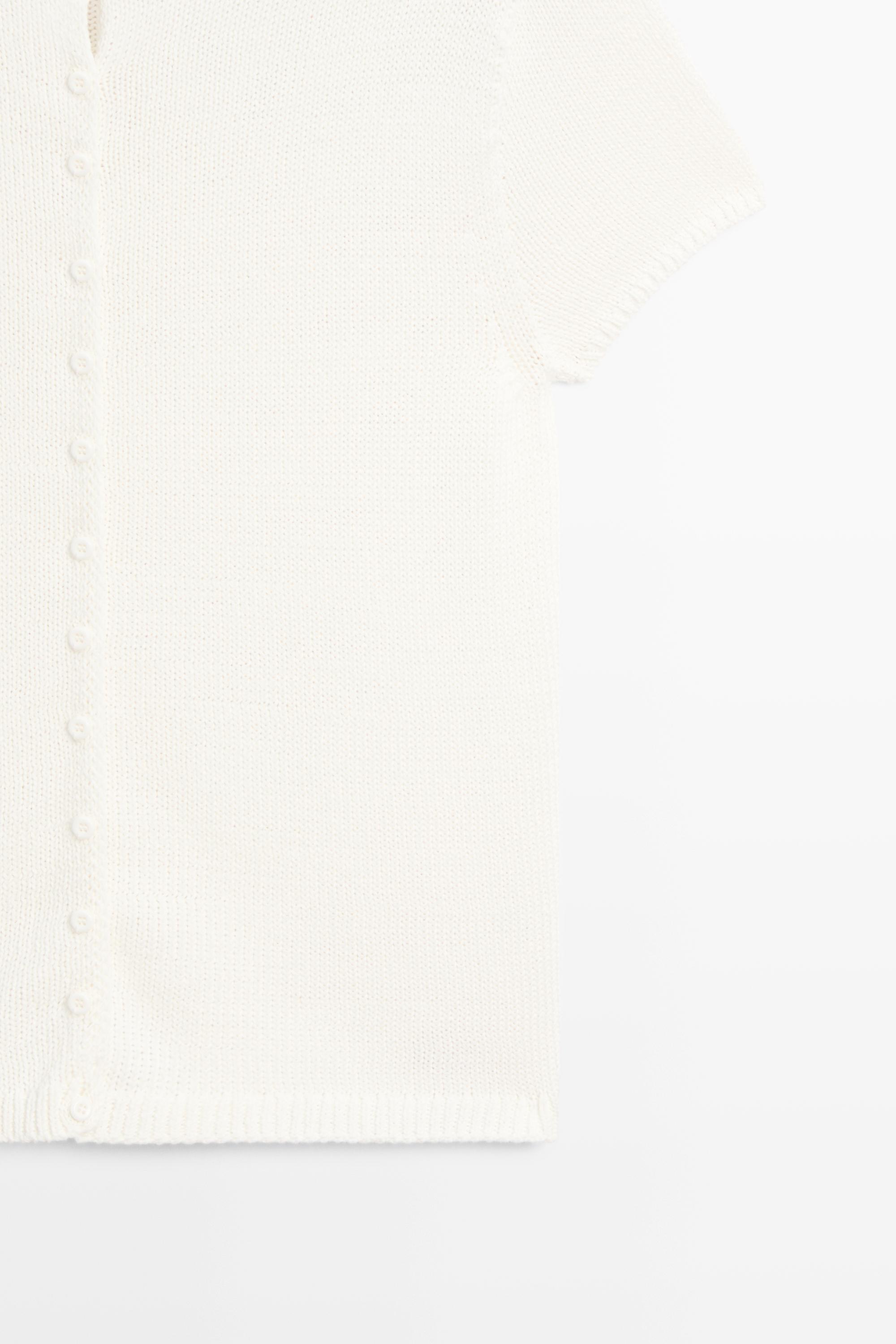 Cotton silk blend knit cardigan — WHITE