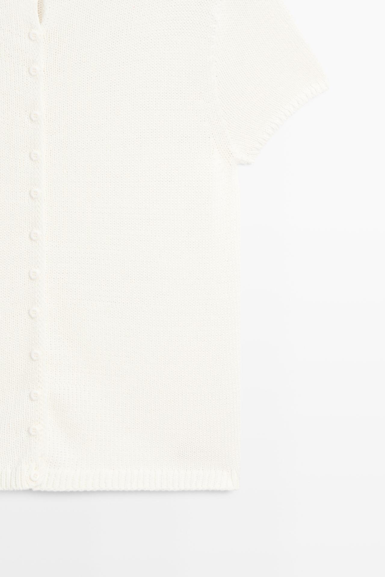 Cotton silk blend knit cardigan — WHITE