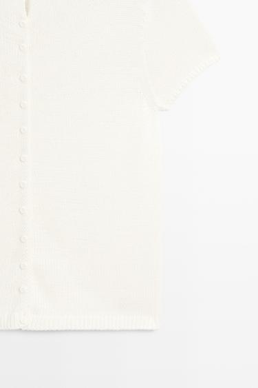 Cotton silk blend knit cardigan — WHITE 7