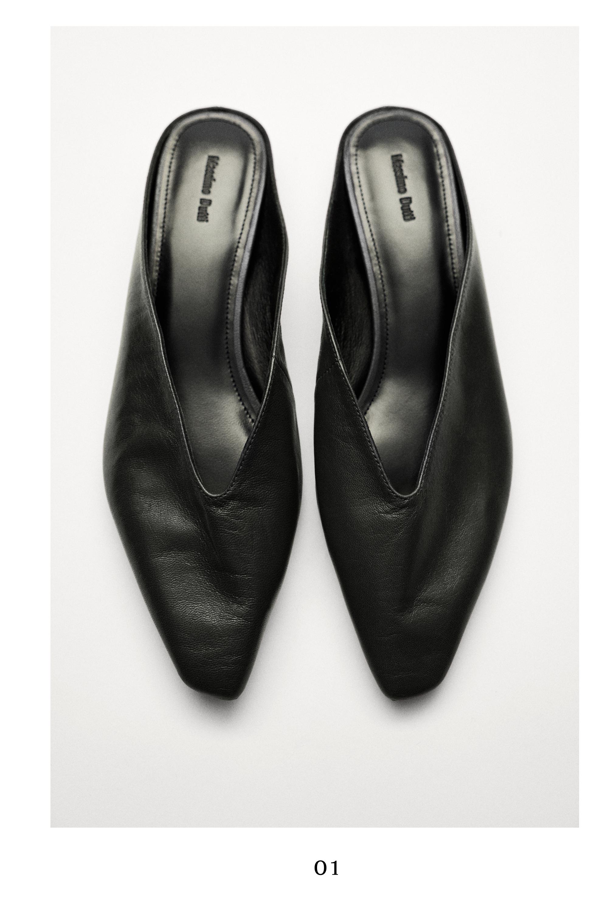Soft leather mules — BLACK