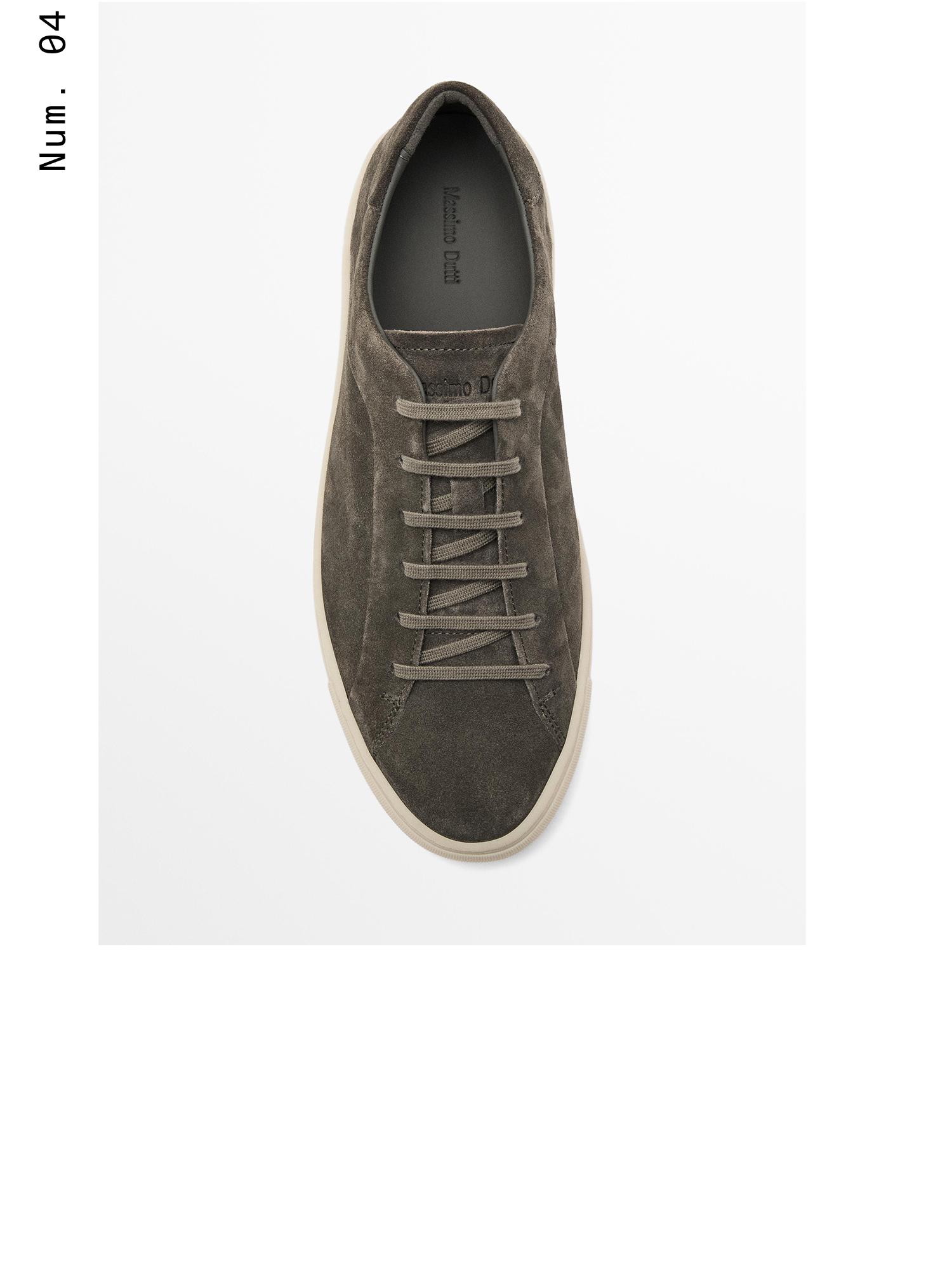 Brown leather lace-up trainers