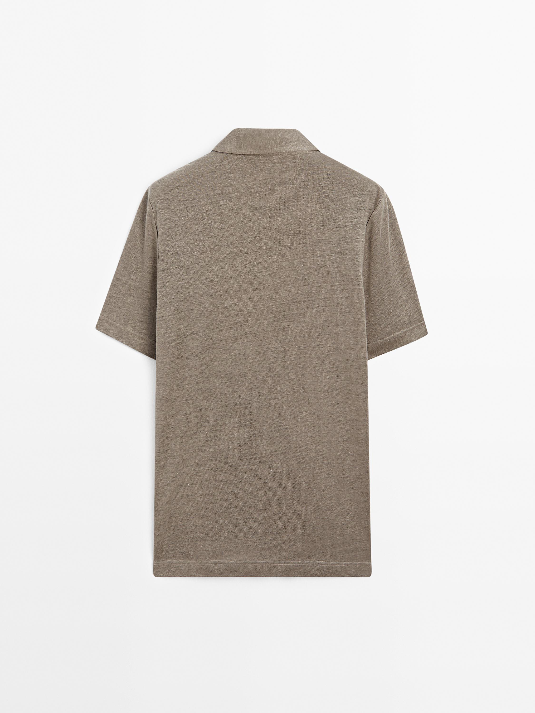 100% linen short sleeve polo shirt