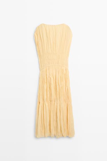 Flowing gathered midi dress — YELLOW 6