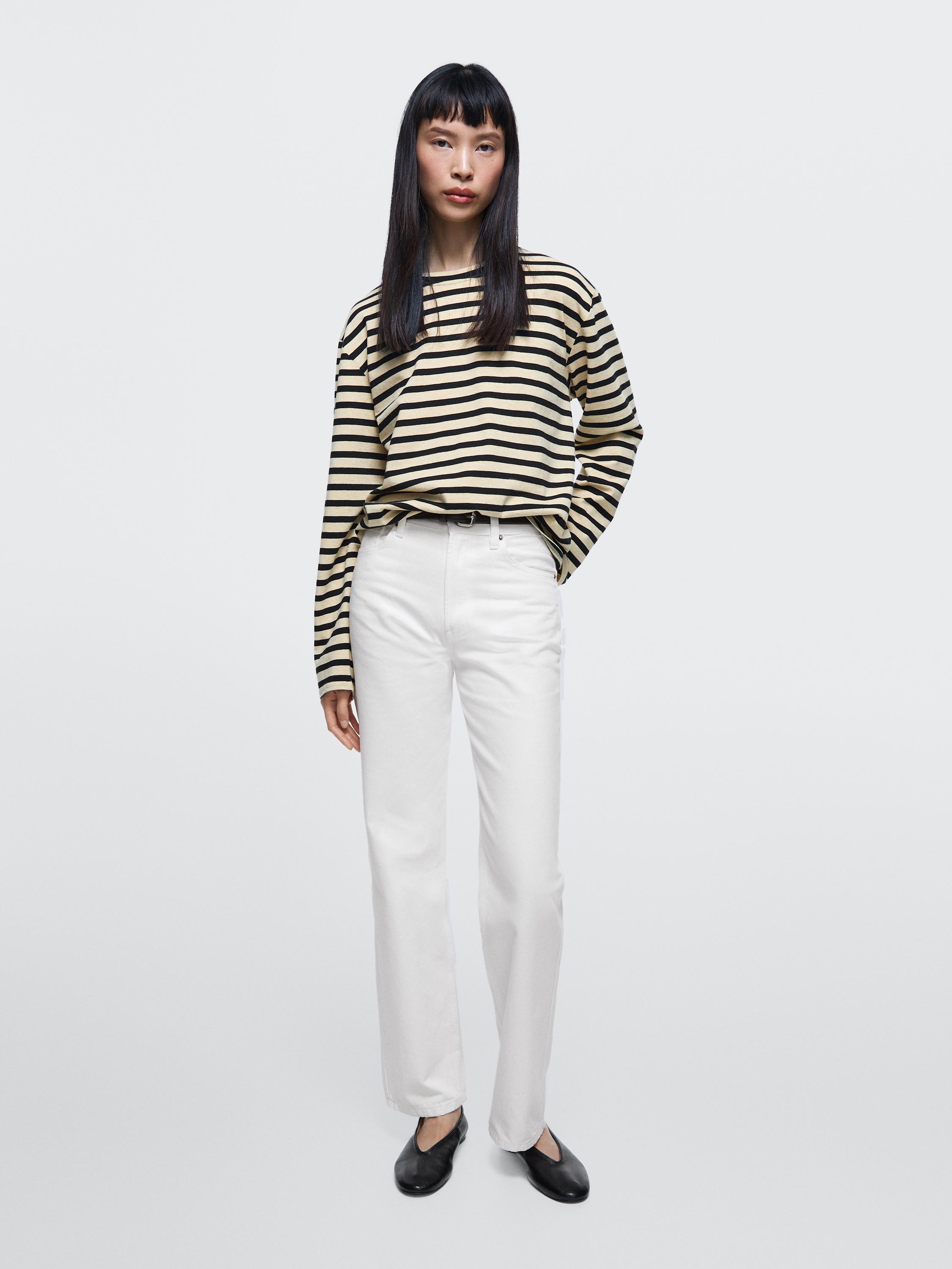 Straight-leg high-waist jeans — Off white