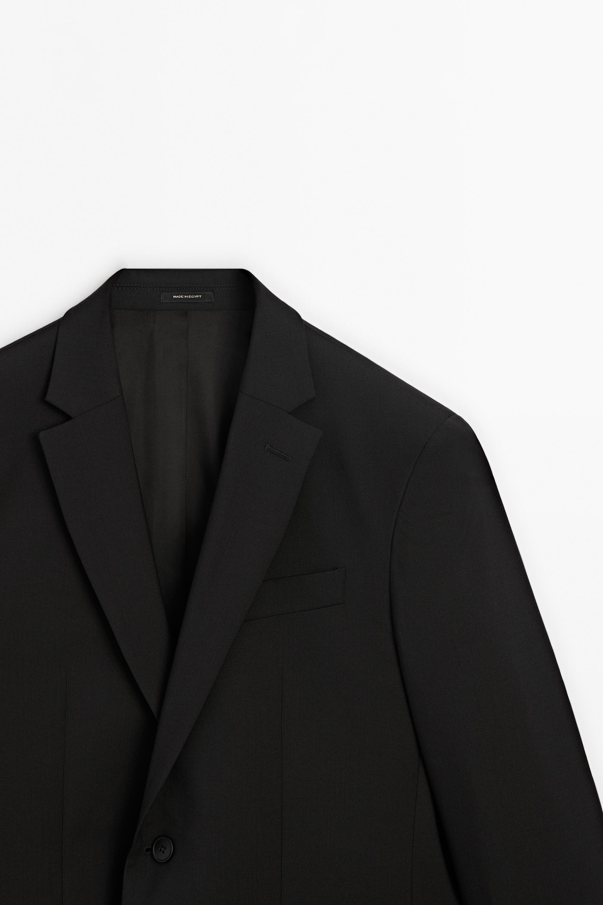 100% cool wool suit blazer — BLACK