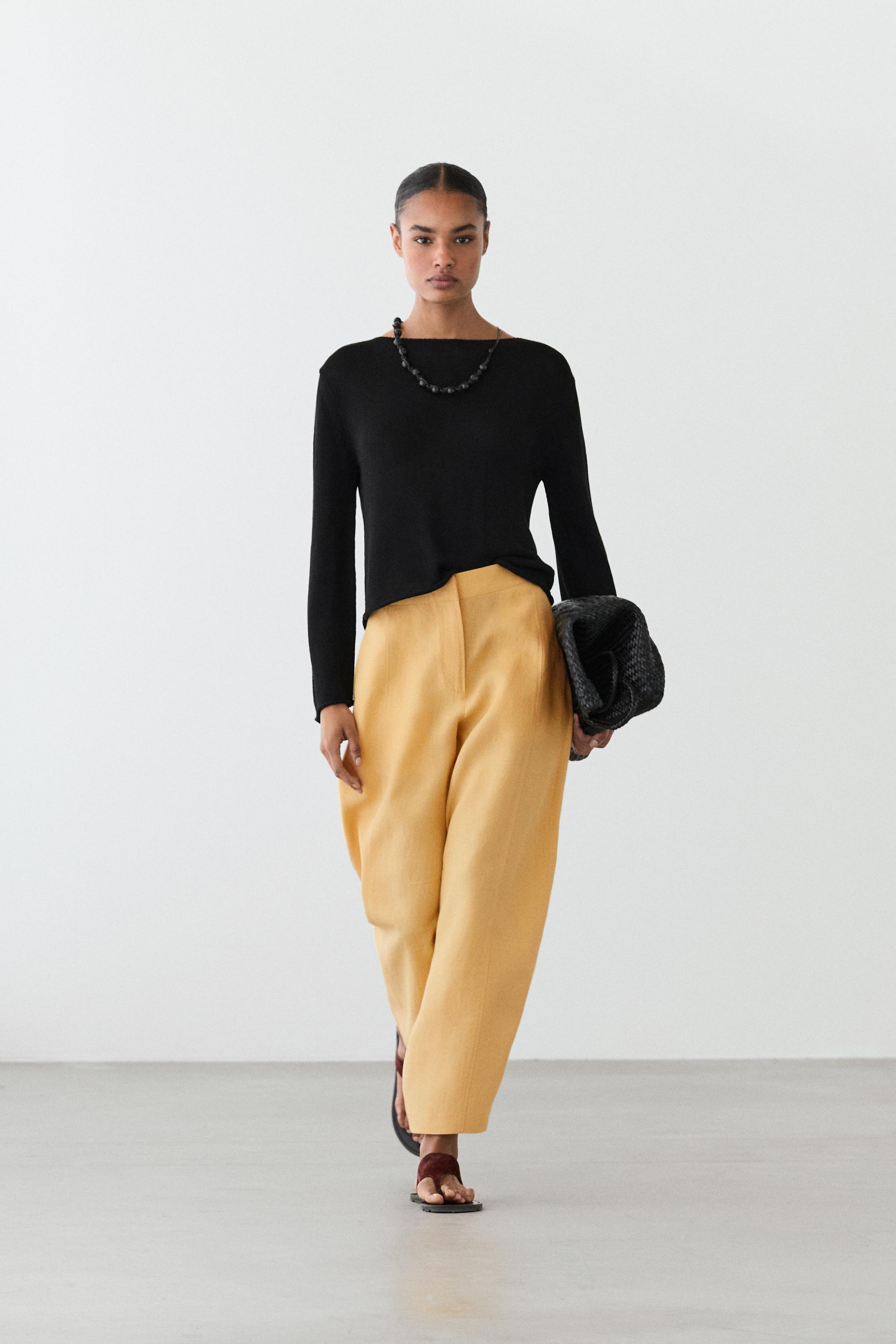 Linen barrel fit pants — YELLOW