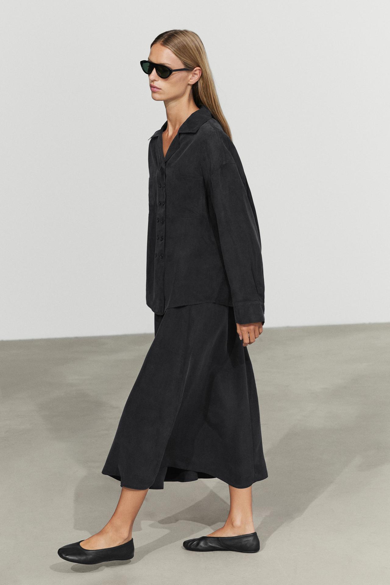 Voluminous midi skirt — GREY