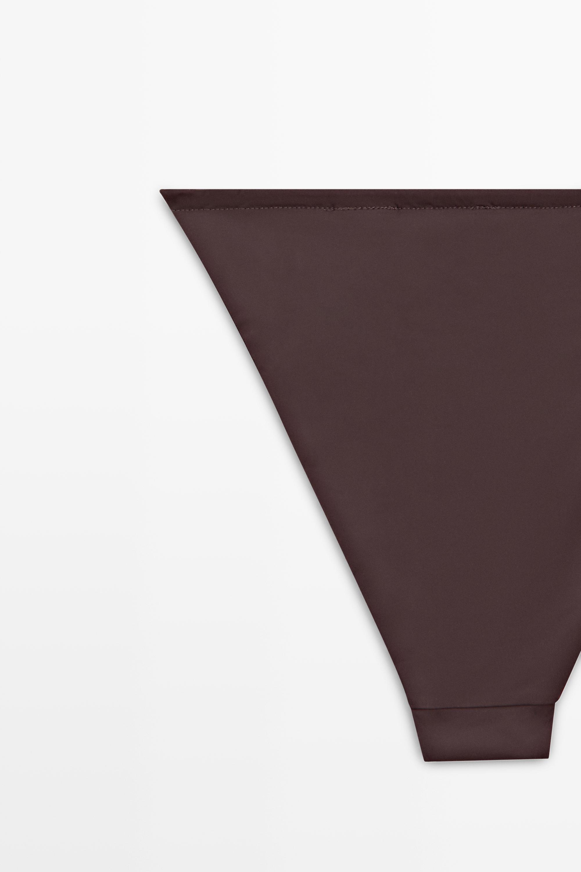 Contrast tie-side bikini bottoms — BROWN